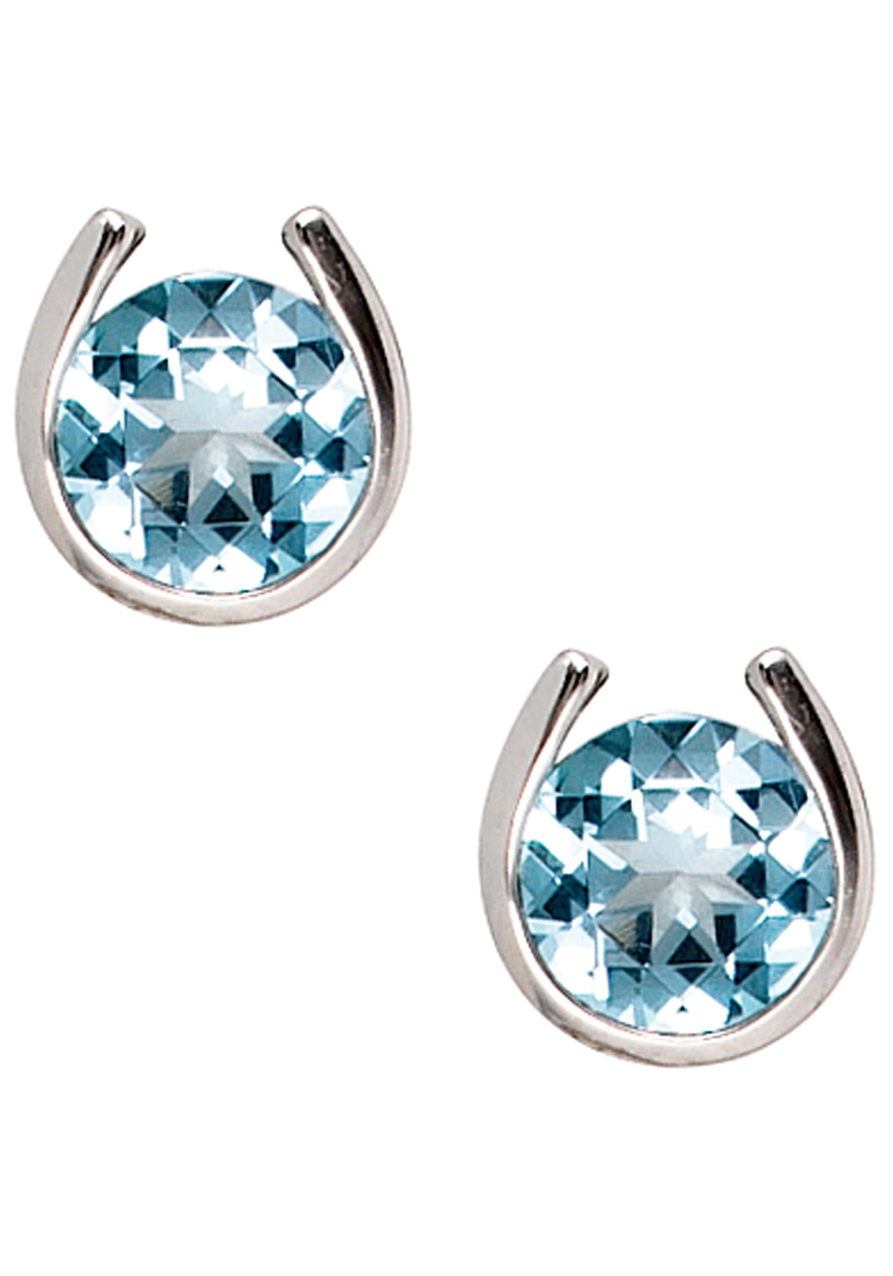 JOBO Paar Ohrstecker »Ohrringe 8 mm« 585 Weißgold mit Blautopas