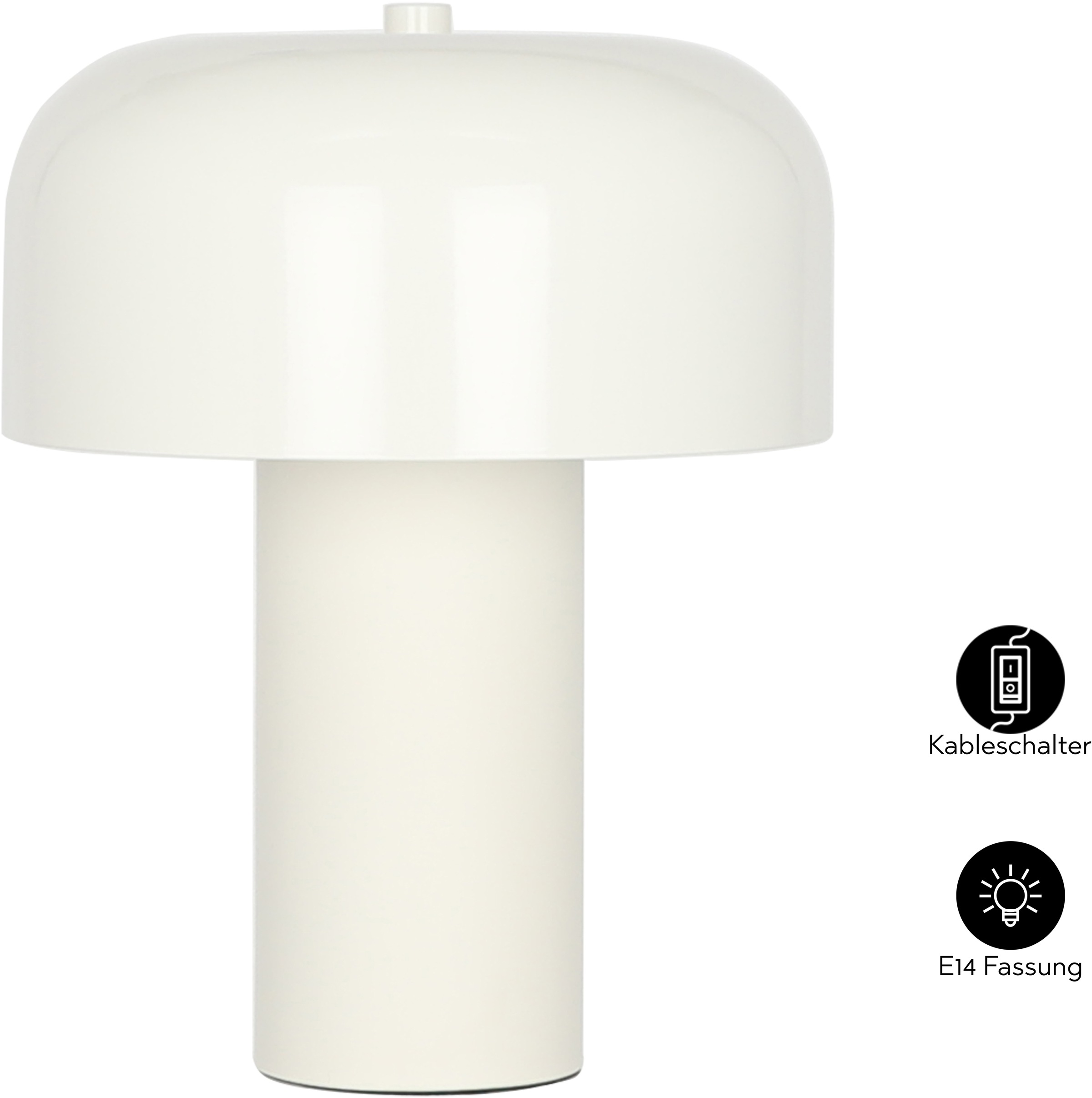 OTTO HOME Tischleuchte "Jorre - Pilzlampe", cremefarben, 1, Ø 25cm H: 32,5cm, 1 Stk., Leuchten, zweifarbig - matt & glänzend, Pilzleuchte, Tischlampe, Pilzform, E14, Tischleuchte