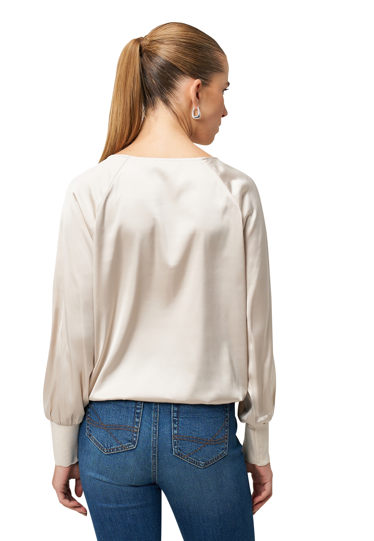 Zero Satinbluse »Damen mit Strickbündchen«