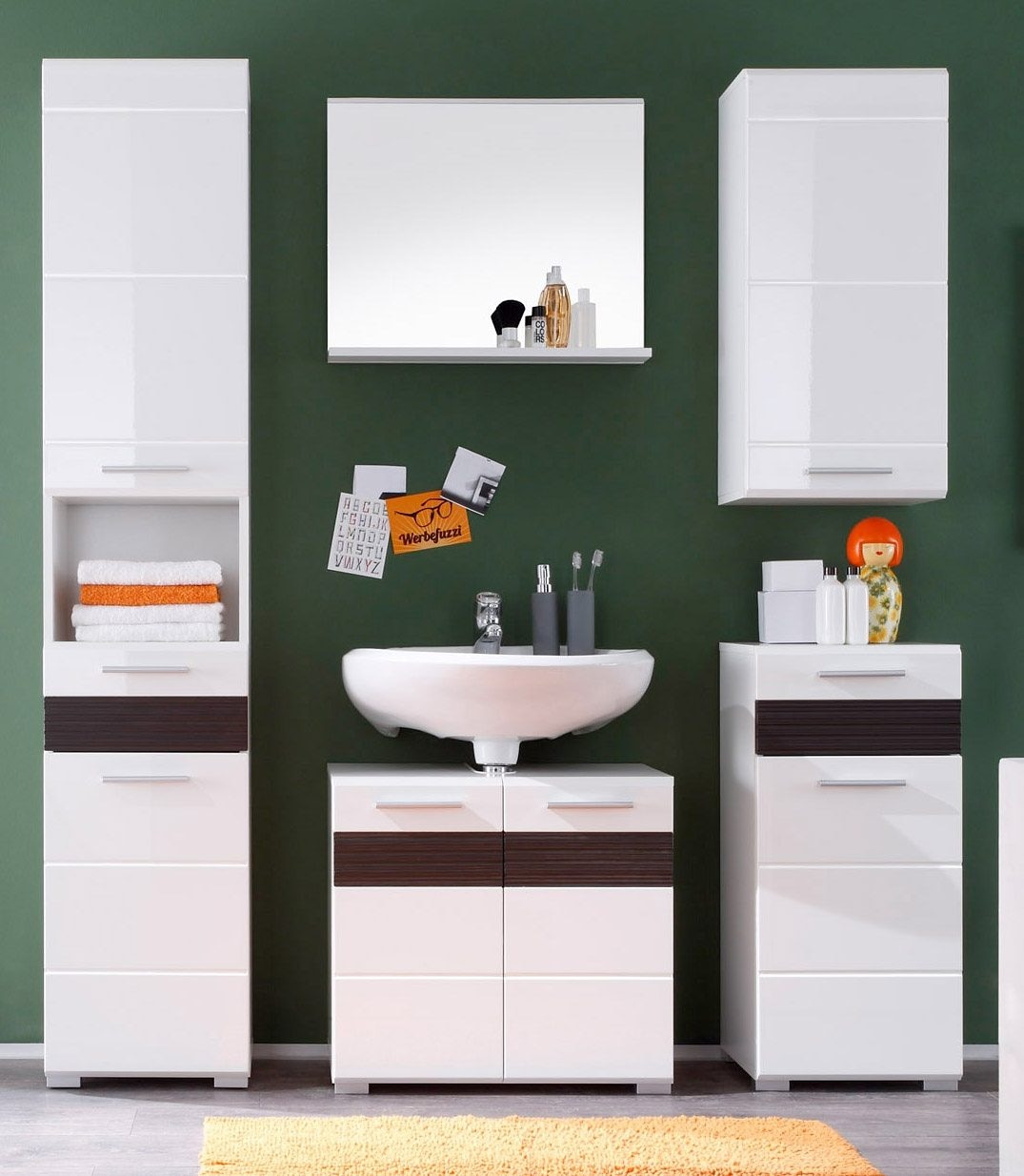 welltime Hängeschrank »Marbella«, Badschrank mit waagerechten Fräsungen - Maße (B/T/H) 37/23/77 cm