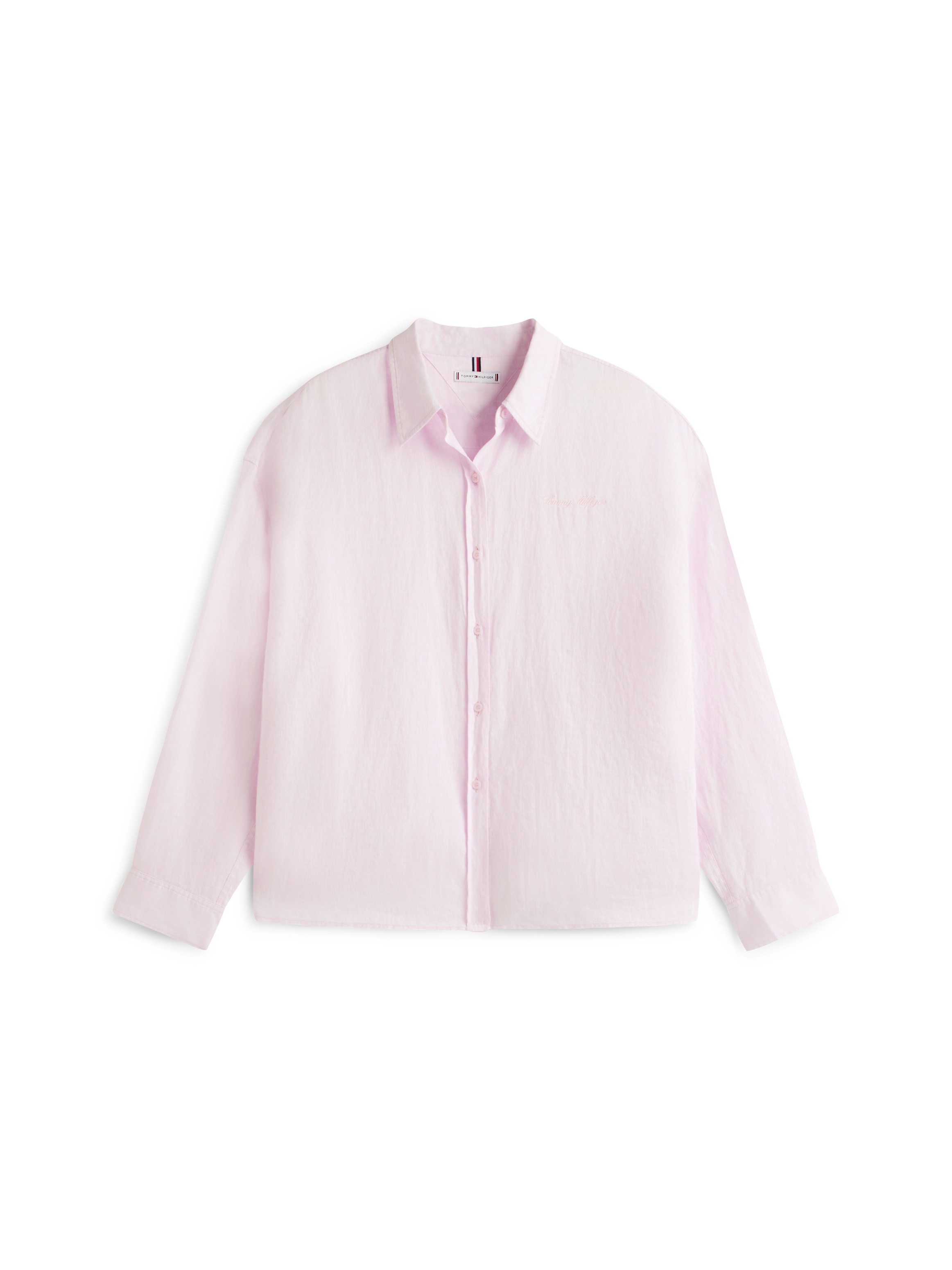 Tommy Hilfiger Curve Langarmbluse »CRV ESS LINEN ROUND HEM SHIRT« in großen Größen