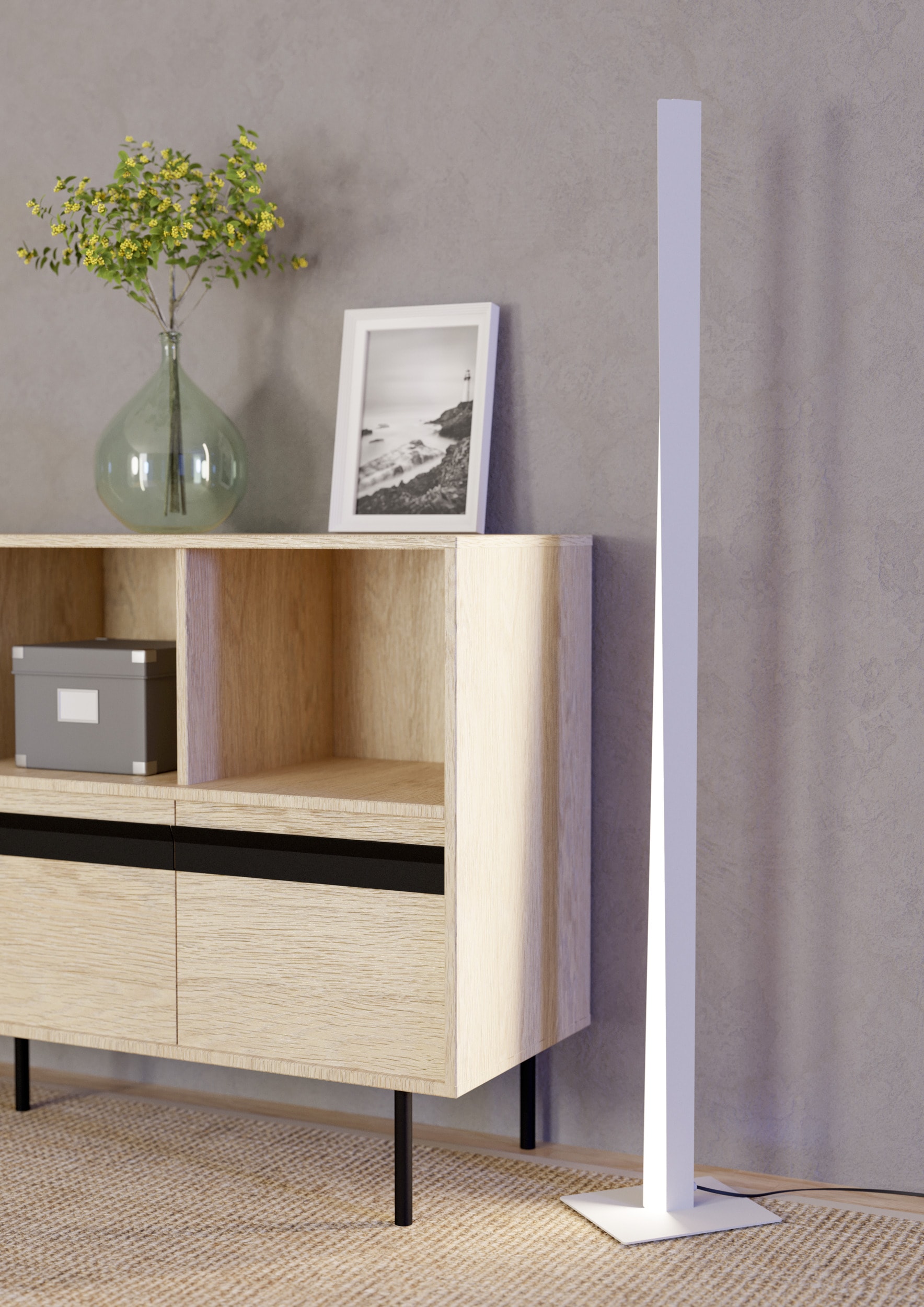 EGLO Stehlampe »BOLOGNANO-Z Stehlampe - Alu, Stahl - LED;LED - 10,5W;15,2W - IP20« LED-Modul 1 Stk. Kaltweiß | Neutralweiß | RGB | Warmweiß Standleuchte, Leselampe, Wohzimmer, Schlafzimmer, L6,5 x B2,5 x H150cm