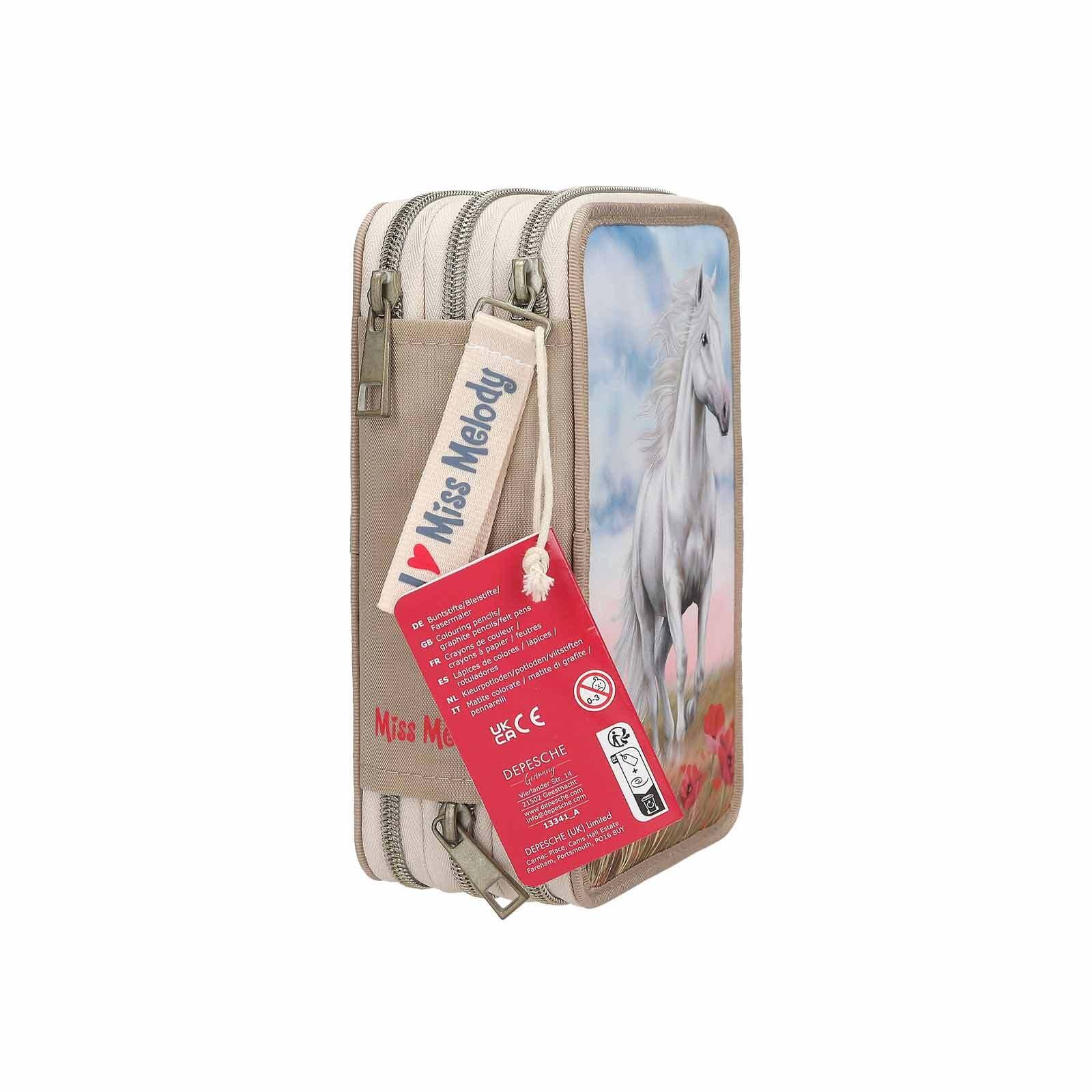 Depesche Buntstift »3-Fach Federtasche Poppy Sand Miss Melody 20 x 13 x 7,5 cm beige«