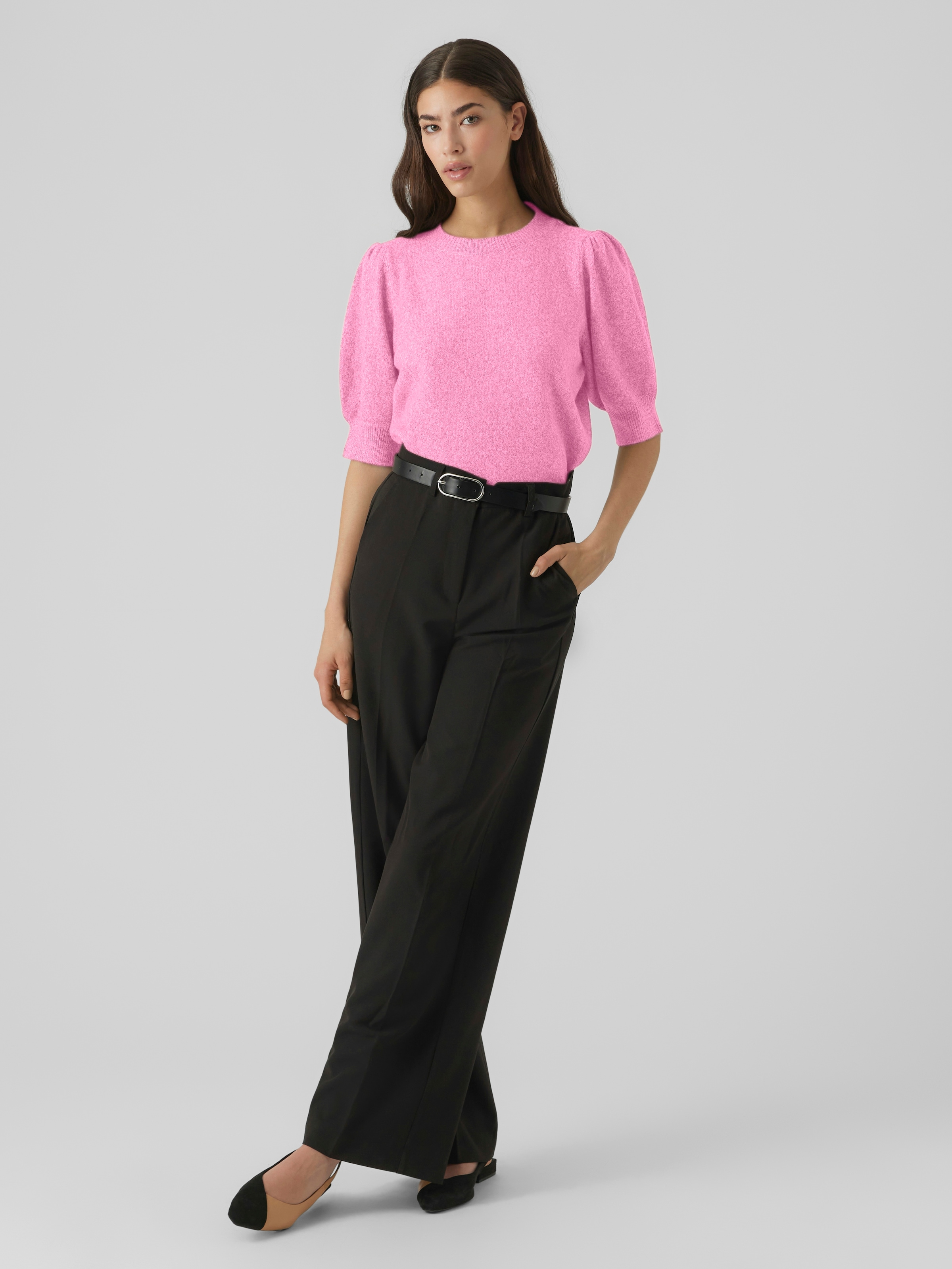Vero Moda Kurzarmpullover »VMDOFFY 2/4 O-NECK PULLOVER GA NOOS«, mit leichten Puffärmeln