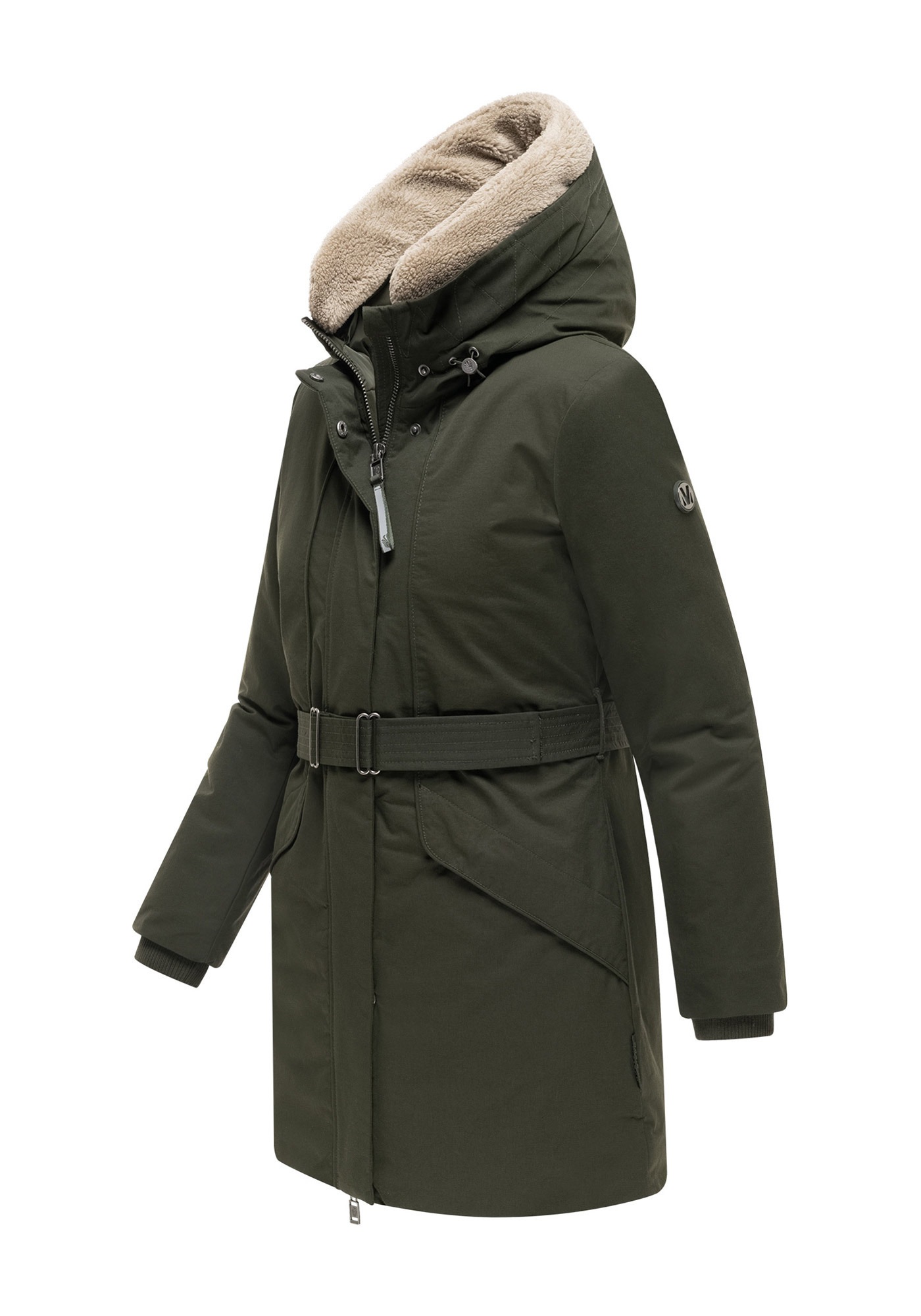 Marikoo »Calistaa« mit Kapuze Warmer Damen Wintermantel mit Taillengürtel und hohem Kragen