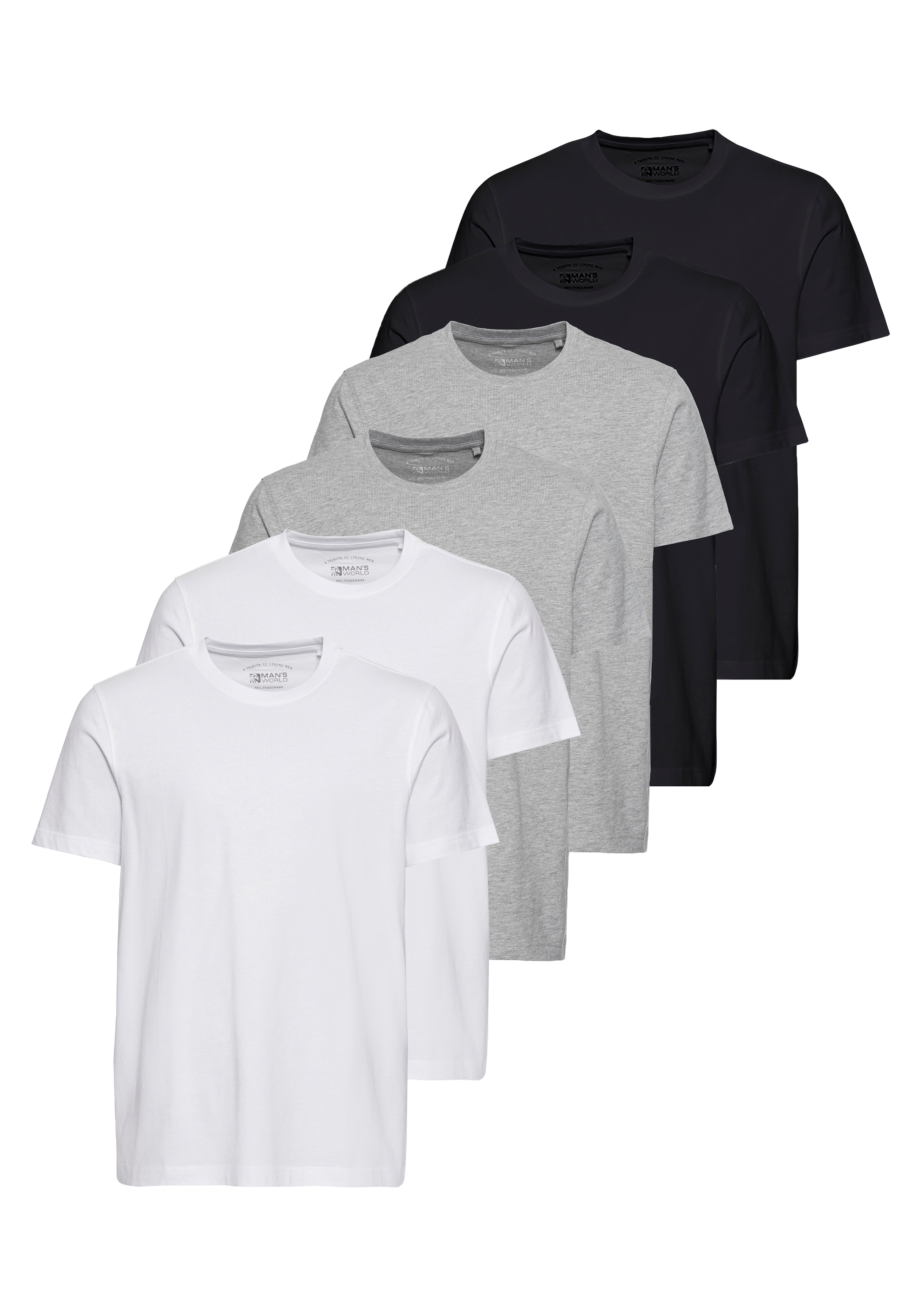 Mans World Rundhalsshirt Packung, 6-er Pack, 6 Stk. tlg. Kurzarm, unifarben günstig online kaufen