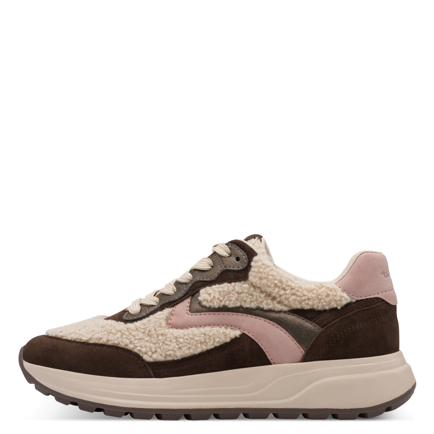Tamaris Plateausneaker  Freizeitschuh, Halbschuh, Schnürer mit Teddy-Plüsch-Besatz