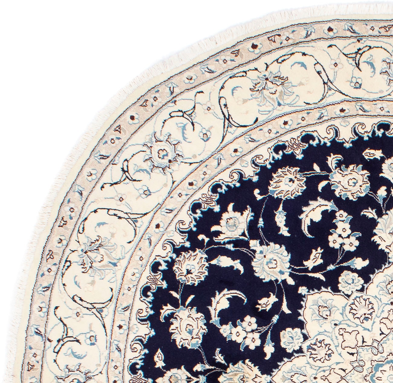 morgenland Orientteppich »Perser - Nain rund - 243 x 243 cm - dunkelblau«, rund, Wohnzimmer, Handgeknüpft, Einzelstück mit Zertifikat