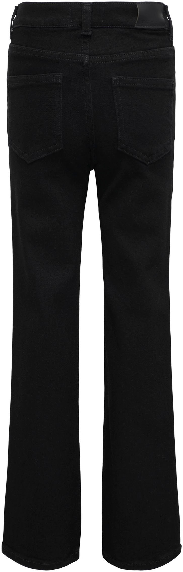 Schlagjeans KIDS ONLY "KOGJUICY", Mädchen, Gr. 134, N-Gr, schwarz (schwarz denim), Denim/Jeans, Obermaterial: 99% Baumwolle, 1% Elasthan, unifarben, bootcut fit knöchellang, Jeans 3