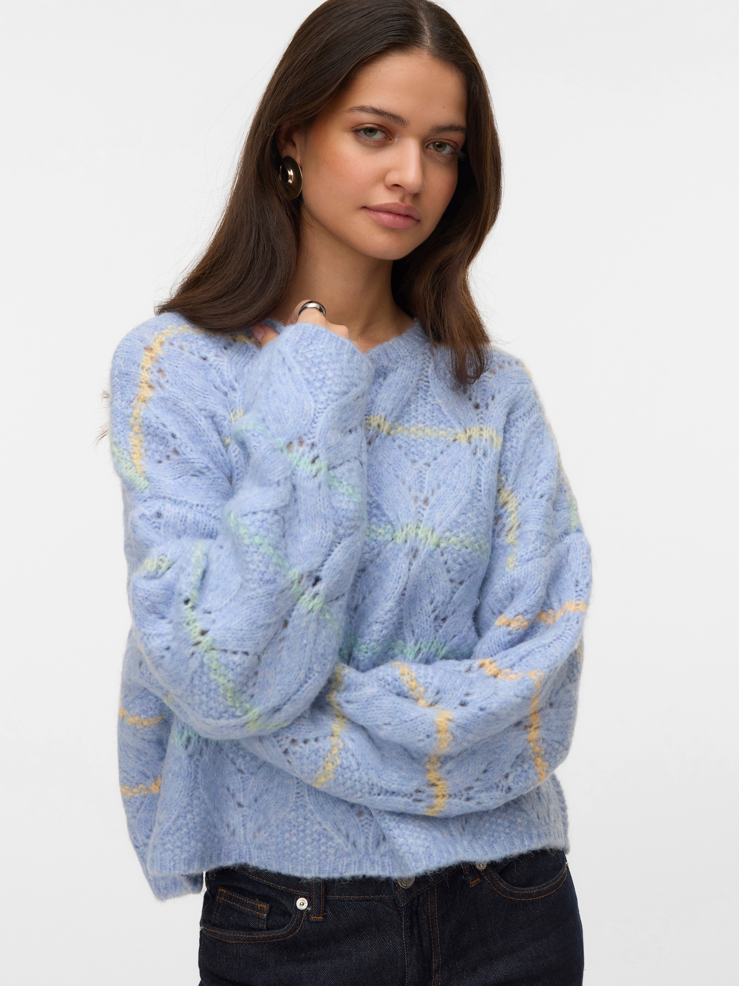 Vero Moda Strickpullover "VMNEW HATTY LS O-N STITCH PULLOVER BOO" mit zarte günstig online kaufen