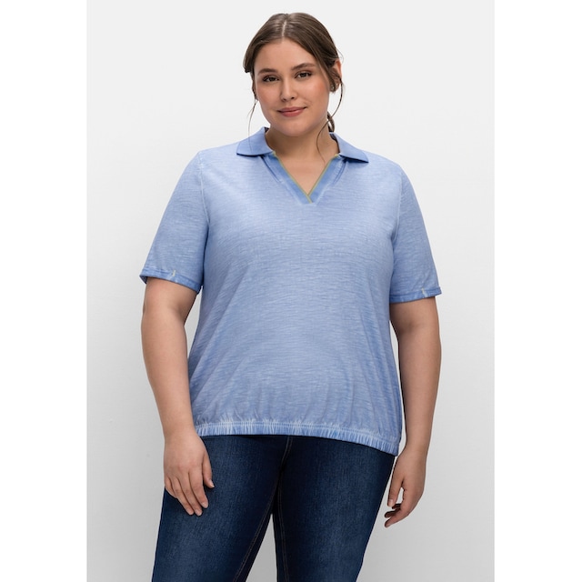 Sheego T-Shirt »Große Größen«, mit Polokragen, im Used-Look kaufen | BAUR
