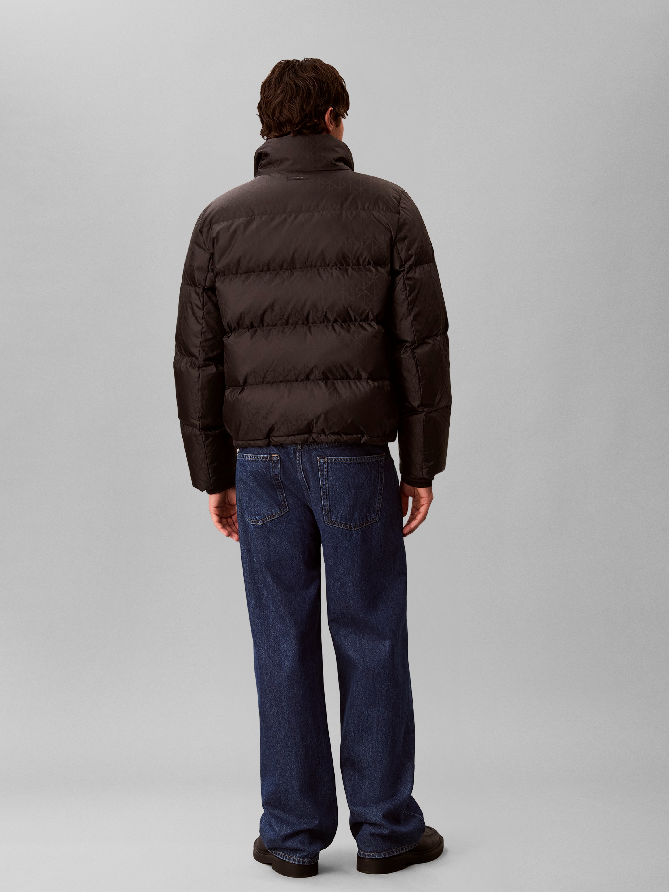 Calvin Klein Jeans Steppjacke »LS NYLON AOP DOWN PUFFER JKT« ohne Kapuze Regular fit mit Stehkragen