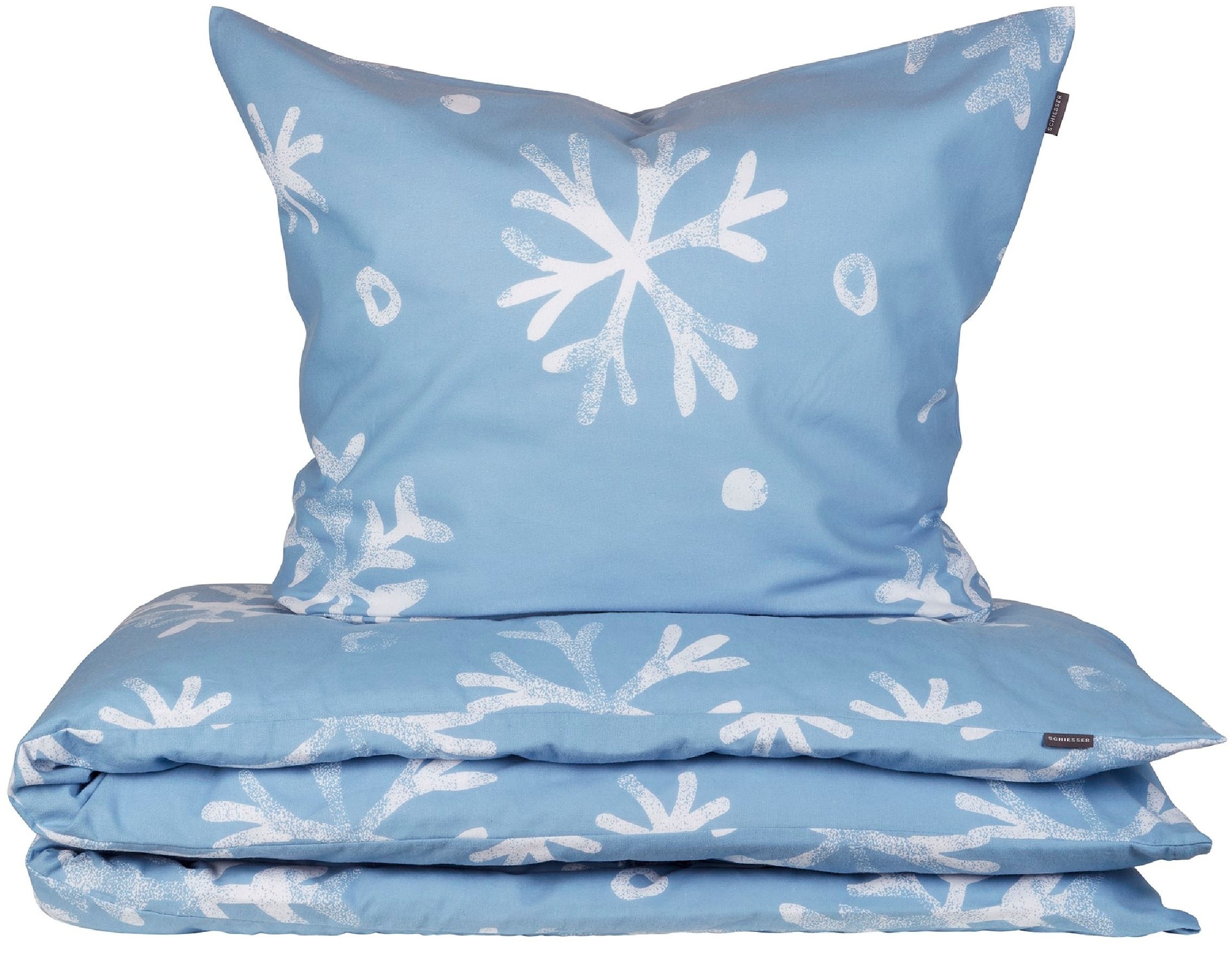 Thumbnail - Schiesser Bettwäsche "Skadi aus weicher Baumwolle mit weißen Schneeflocken" 2 Stk. tlg. MADE IN GREEN by OEKO-TEX-zertif...