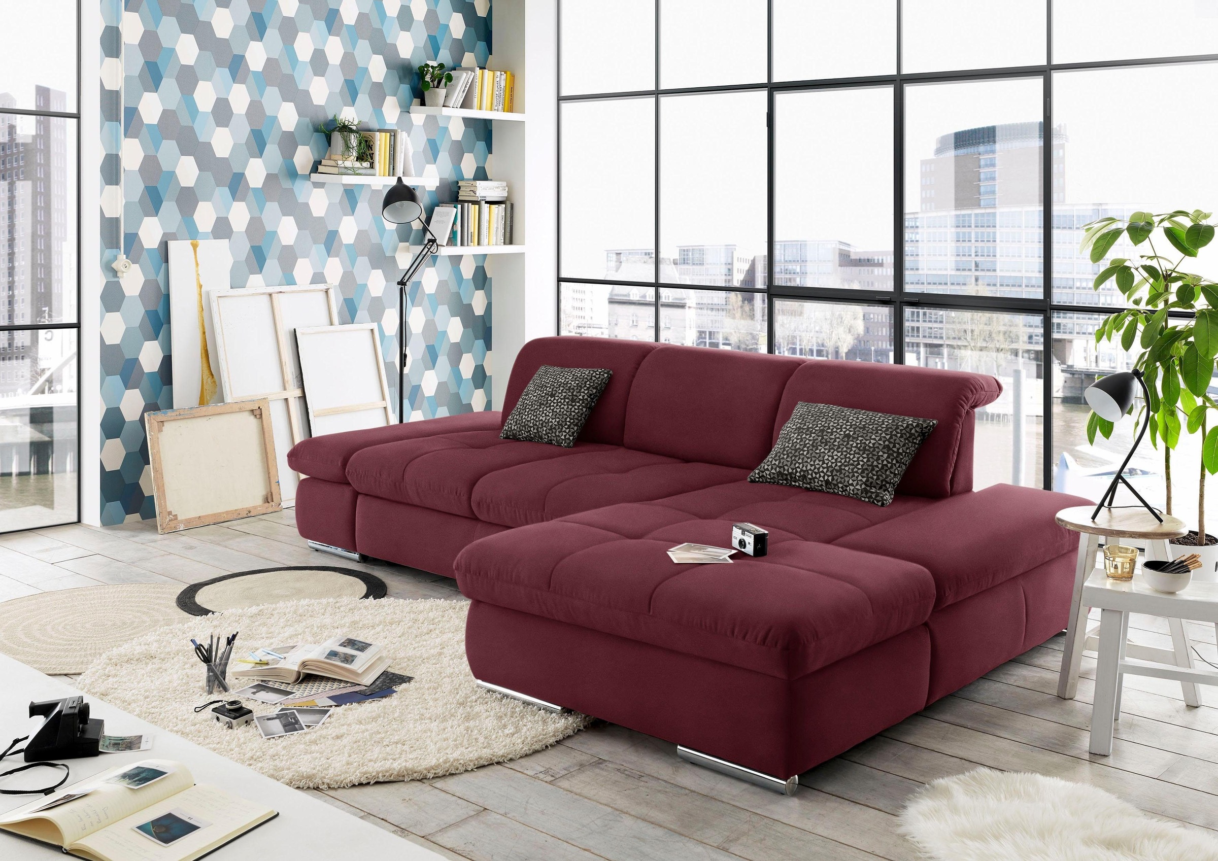 set one by Musterring Ecksofa "SO4100 V" mit verstellbaren Kopfteilen, wahl günstig online kaufen