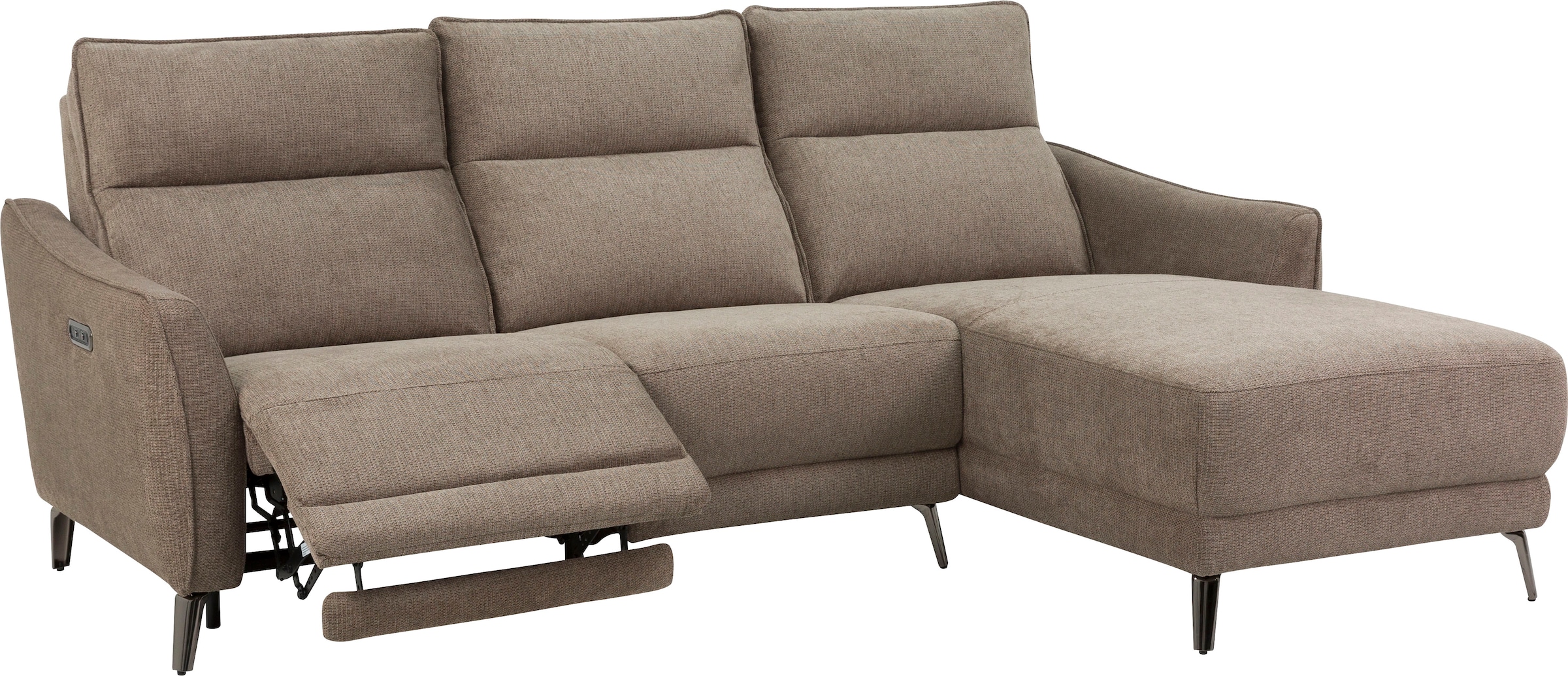 INOSIGN Ecksofa »TAYLER 3-Sitzer, L-Form (Breite 239cm), elektr. Relaxfunktion, USB A/C«, und Recamiere, Liegefunktion durch Recliner, Federkernpolsterung