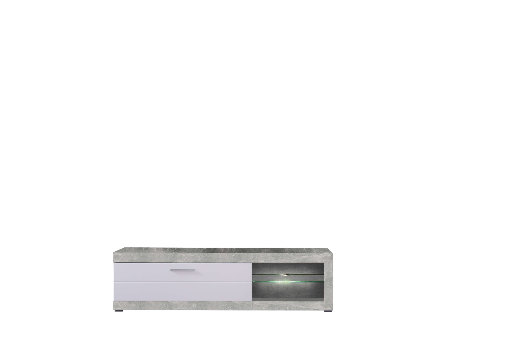 Home affaire Lowboard "Remo TV-Kommode, Breite 160 cm, Höhe 45 cm, offenes Fach mit Glasboden" Wahlweise mit oder ohne LED-Beleuchtung, 1 Klappe, 1 offenes Fach