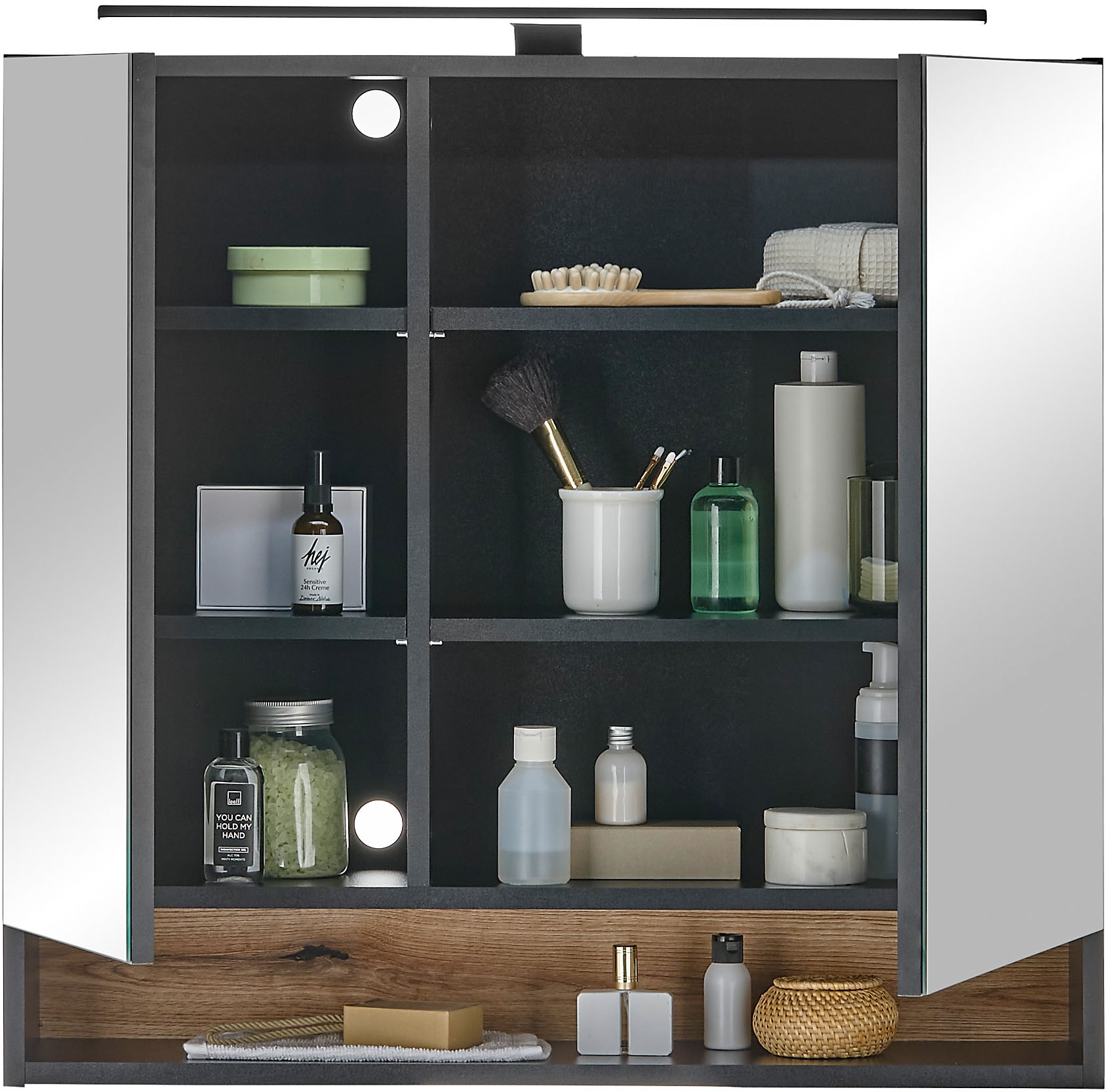 BASIC by Balculina Spiegelschrank »Denver Spiegelschrank, Badezimmerschrank BxHxT 80x75x22«, (1 St.), Breite 80 cm, Tür L/R montierbar, Softclose