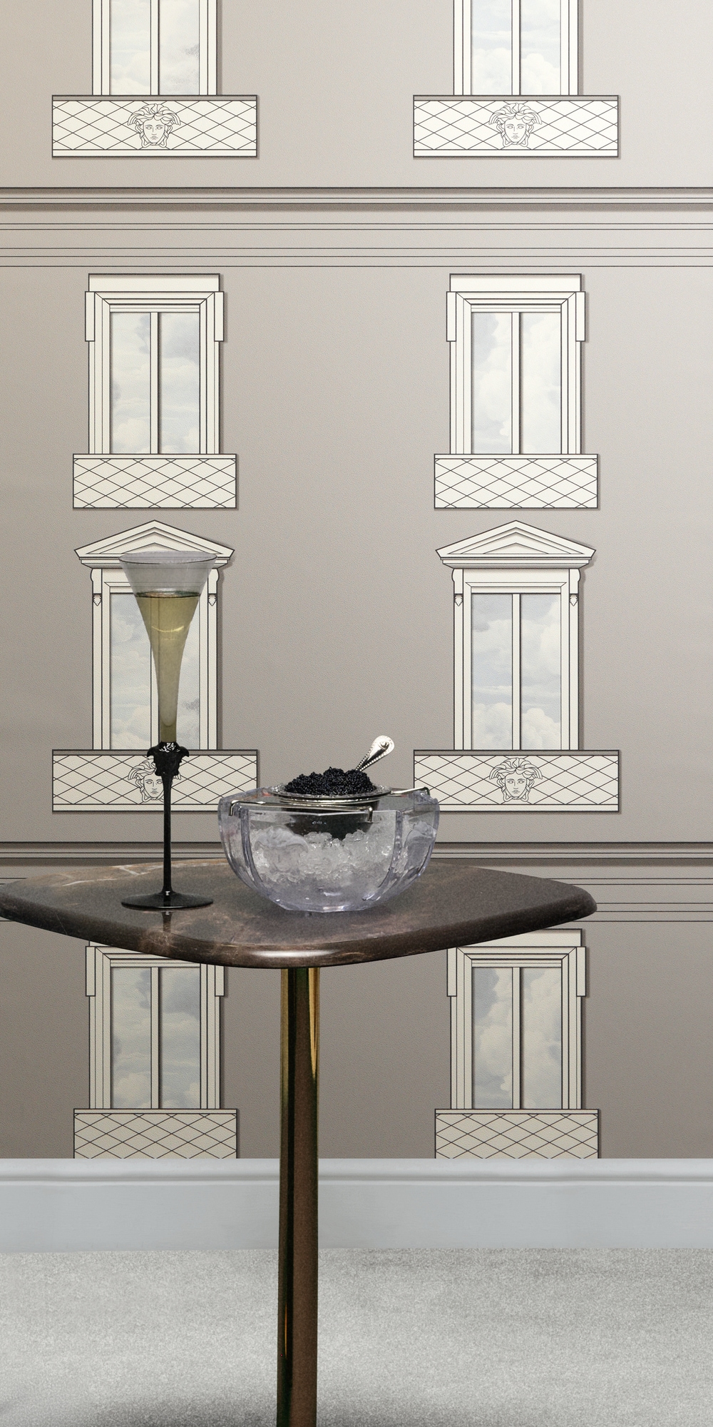 Versace Vliestapete "Versace 6 Palazzo No 12 –" 3D-Optik Barock Motiv geprägt Architekturmotiv mit Fensterdesign & dezent strukturierter Oberfläche