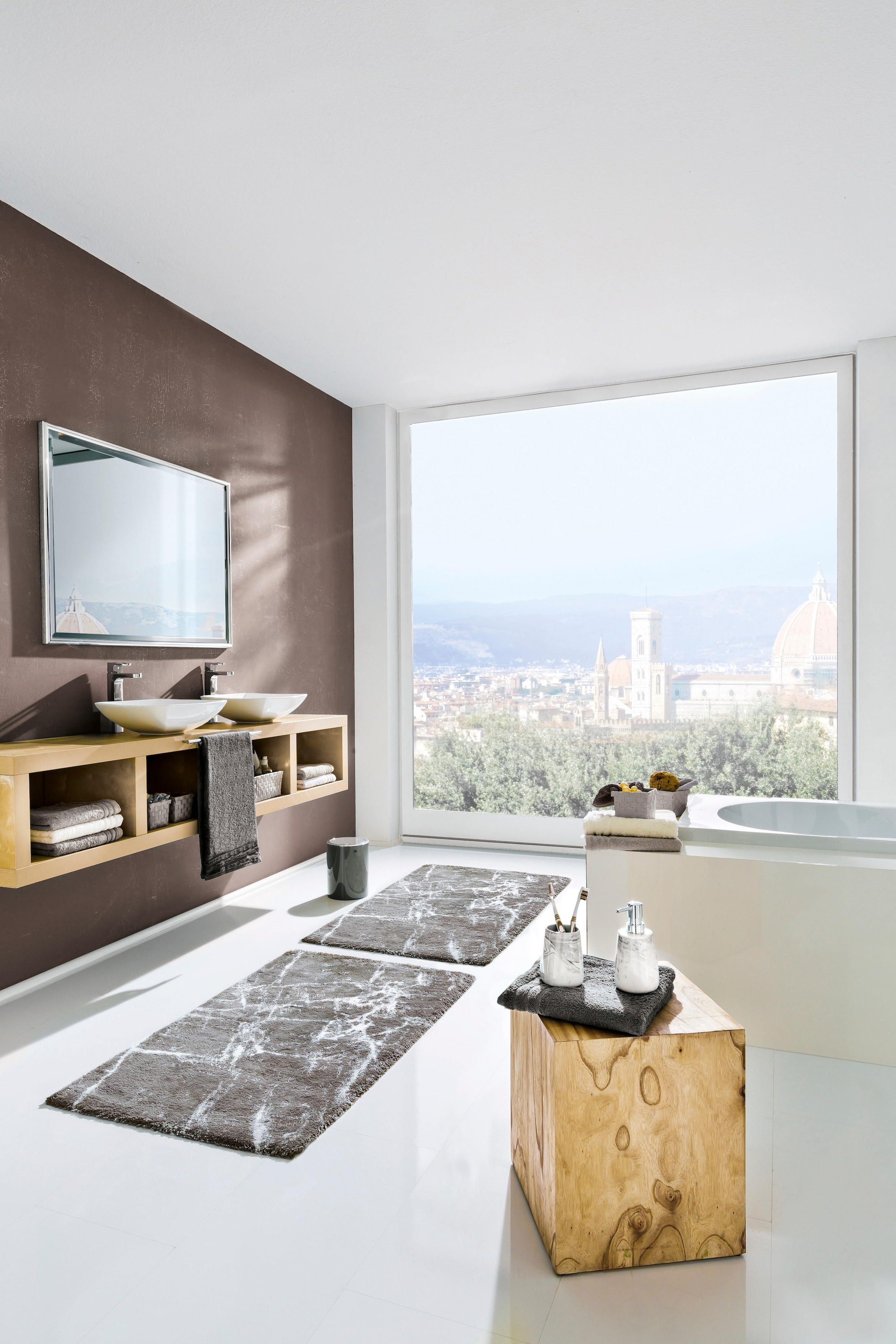 Kleine Wolke Badematte »Como«, rutschhemmend beschichtet, fußbodenheizungsgeeignet, Badteppich, modernes Marmor Design, waschbar