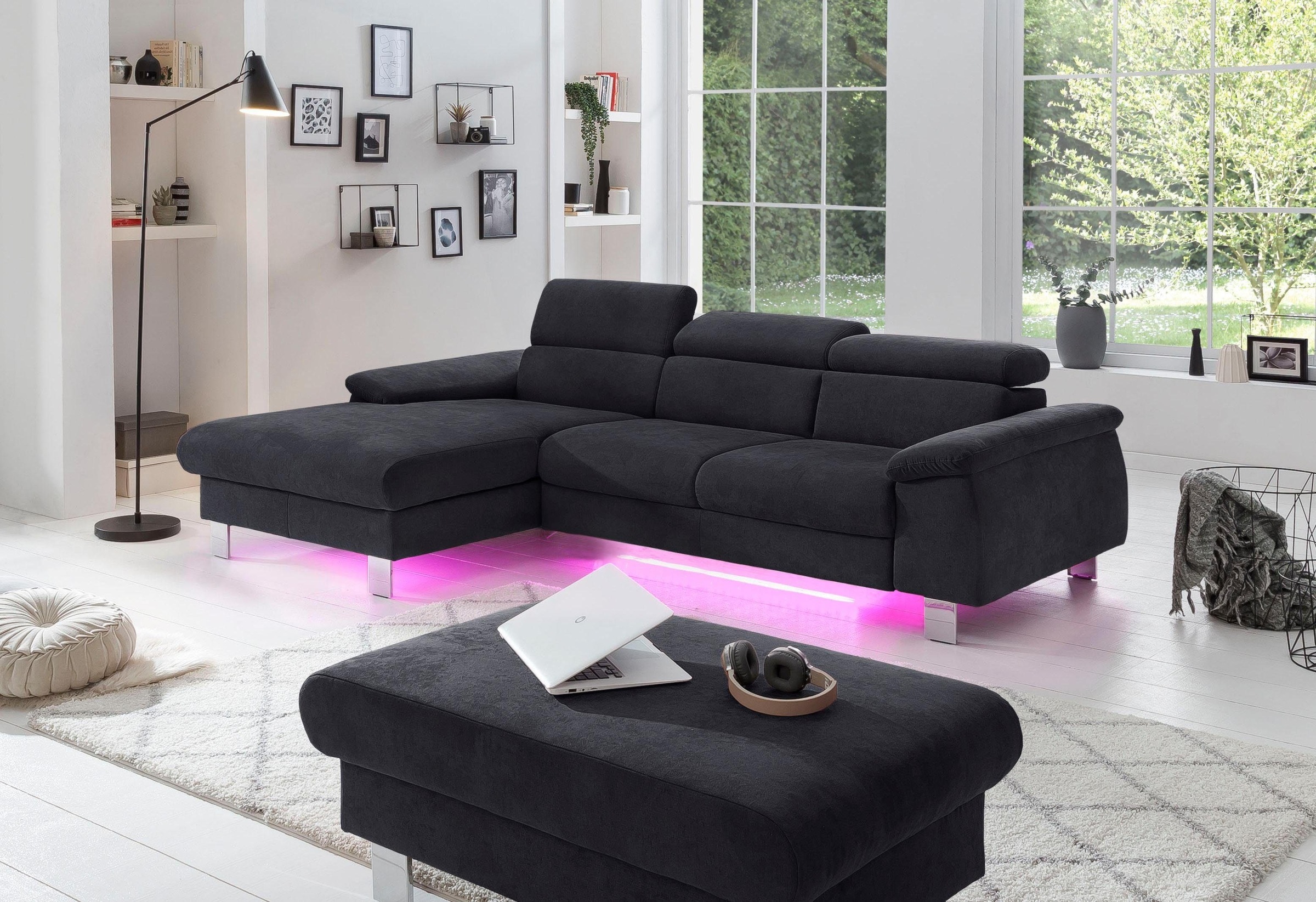 COTTA Polstergarnitur »Komaris L-Form«, (Set), Set bestehend aus: Ecksofa mit Kopfteilverstellung & Hocker
