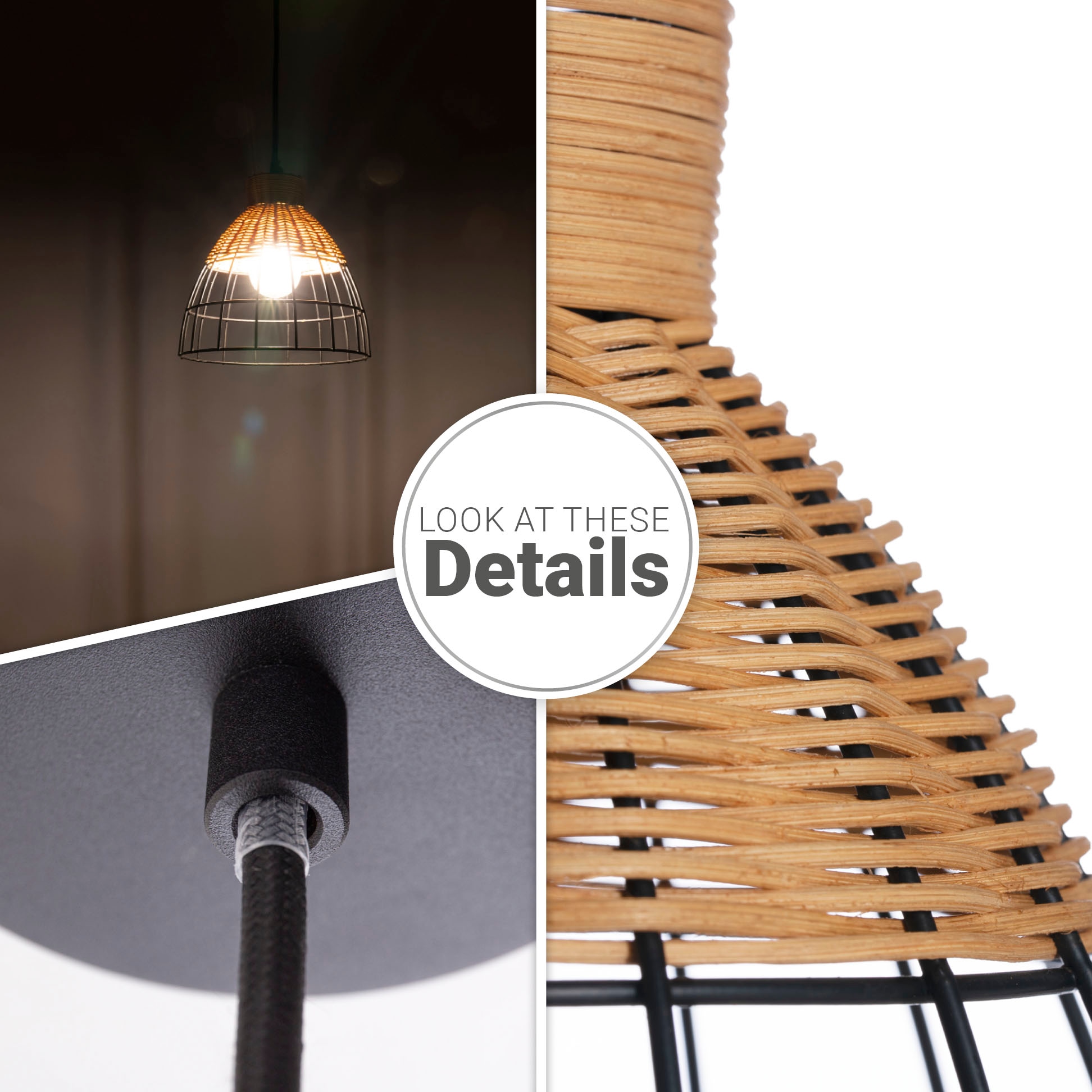 »PUCU«, Korb Esszimmerlampe Home | Hängeleuchte Boho E27 LED Rattan BAUR Vintage Paco Pendelleuchte Lampe