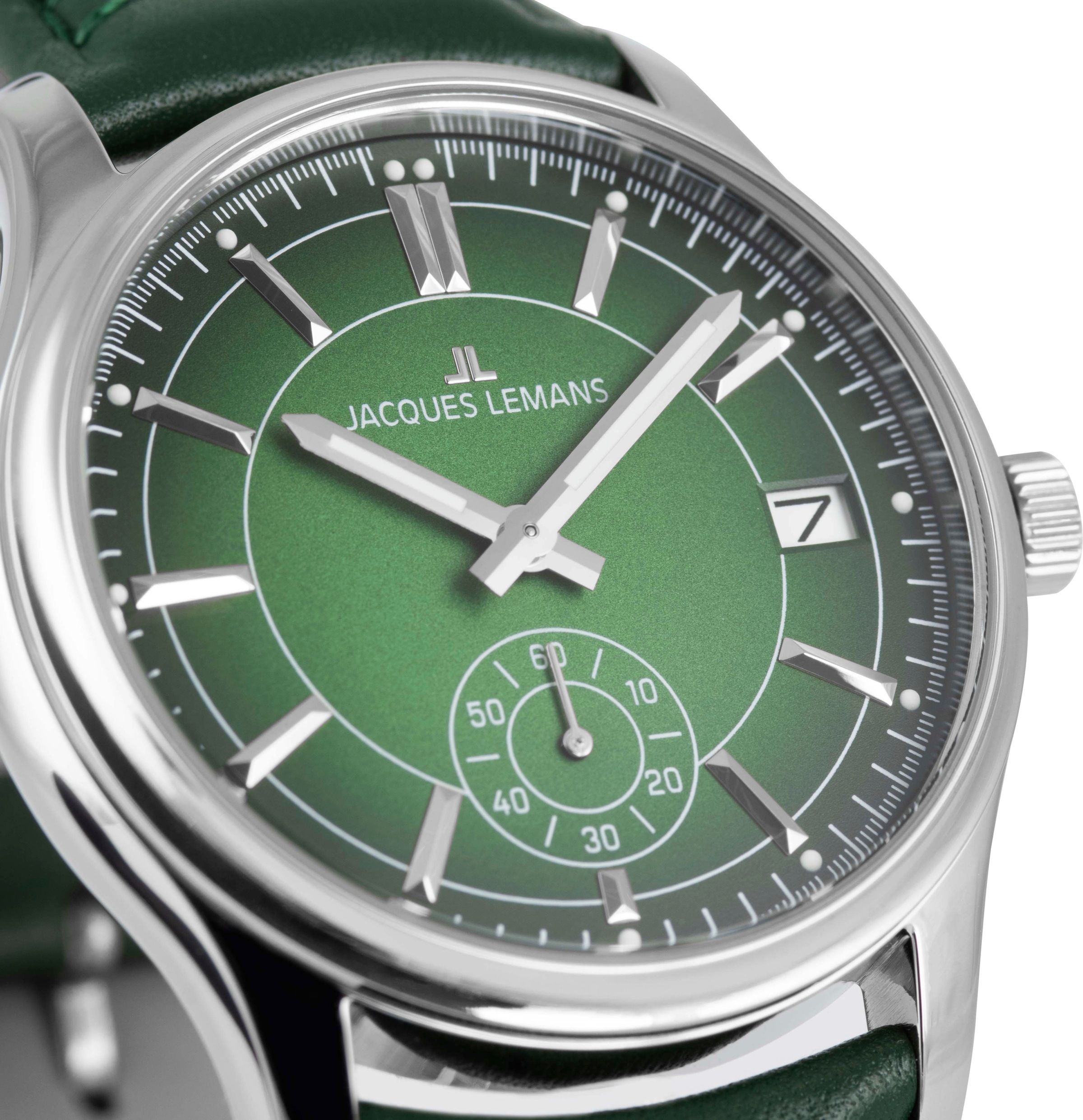 Jacques Lemans Quarzuhr »Derby«, Armbanduhr, Herrenuhr, Lederarmband, analog, Tag, kleine Sekunde