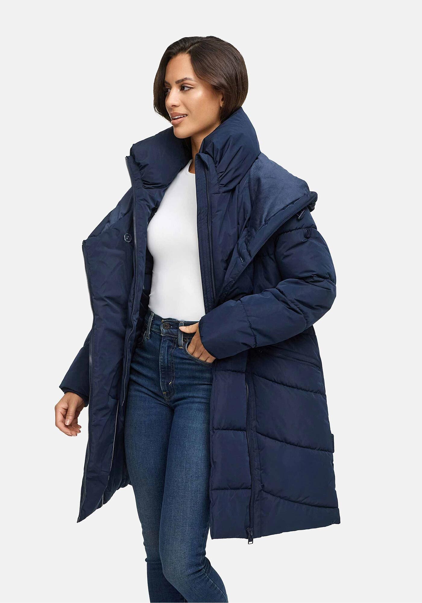 Marikoo Winterjacke "Virenaa" mit extra hohem Kragen und warmem Fleecefutter