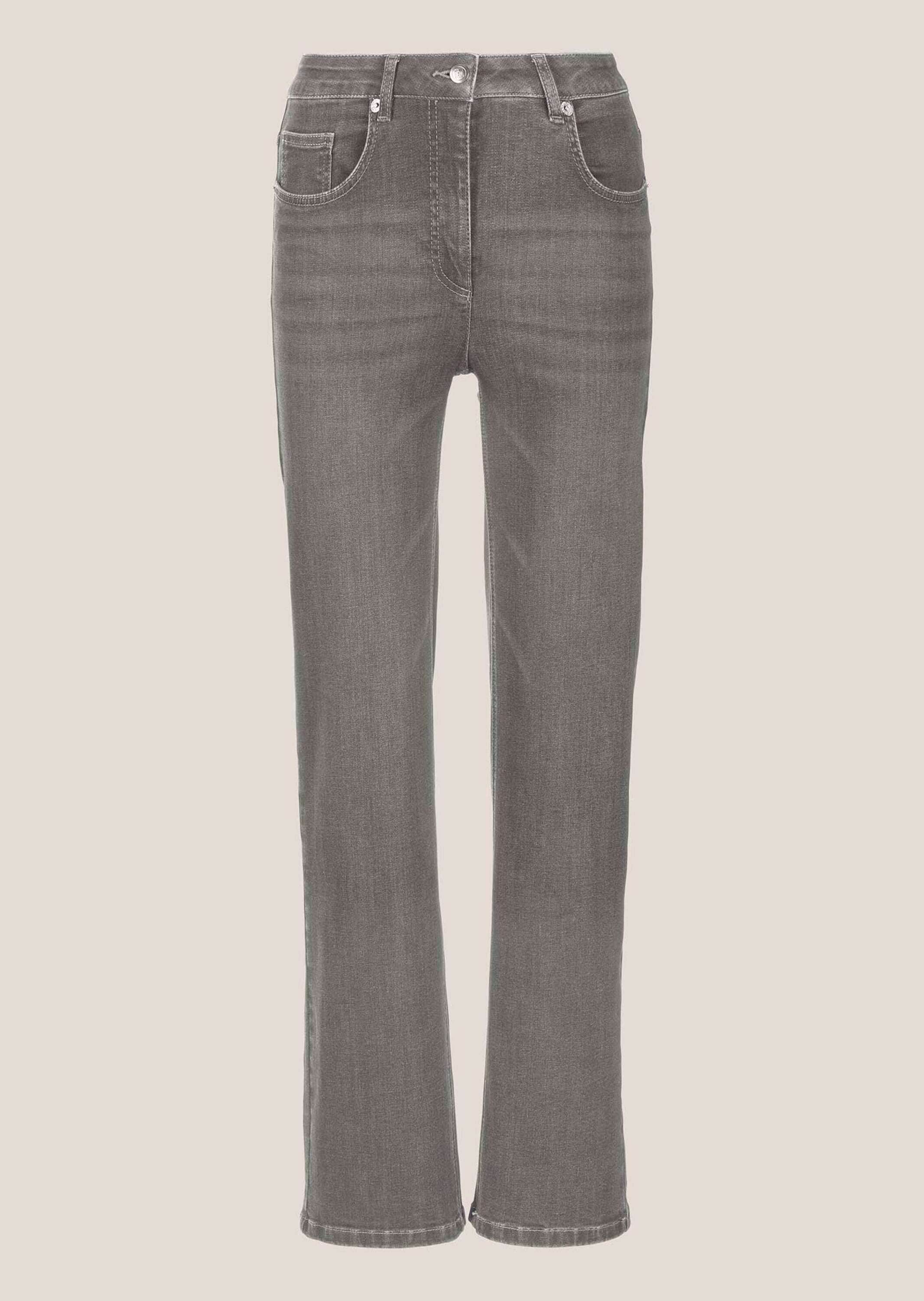 MADELEINE Regular-fit-Jeans "Denimhose Schmale Jeans im Five-Pocket-Style" Mit "M"-Stickerei auf der Gesäßtasche