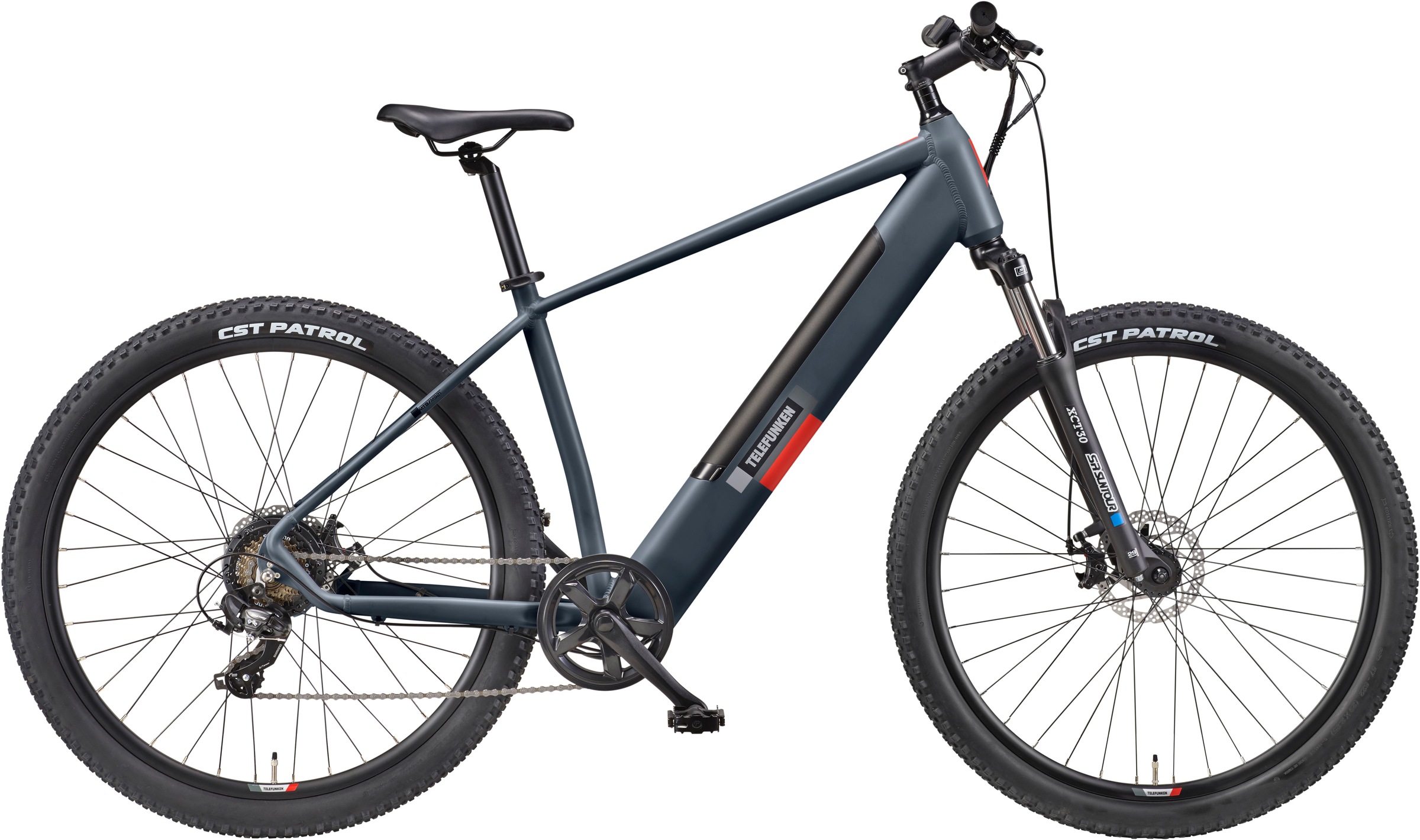 E-Bike TELEFUNKEN "Aufsteiger M921" Gr. 48, grau (granitgrau, schwarz), Elektrofahrräder, 48cm, 29 Zoll (73,66cm), Pedelec, Elektrofahrrad für Damen u