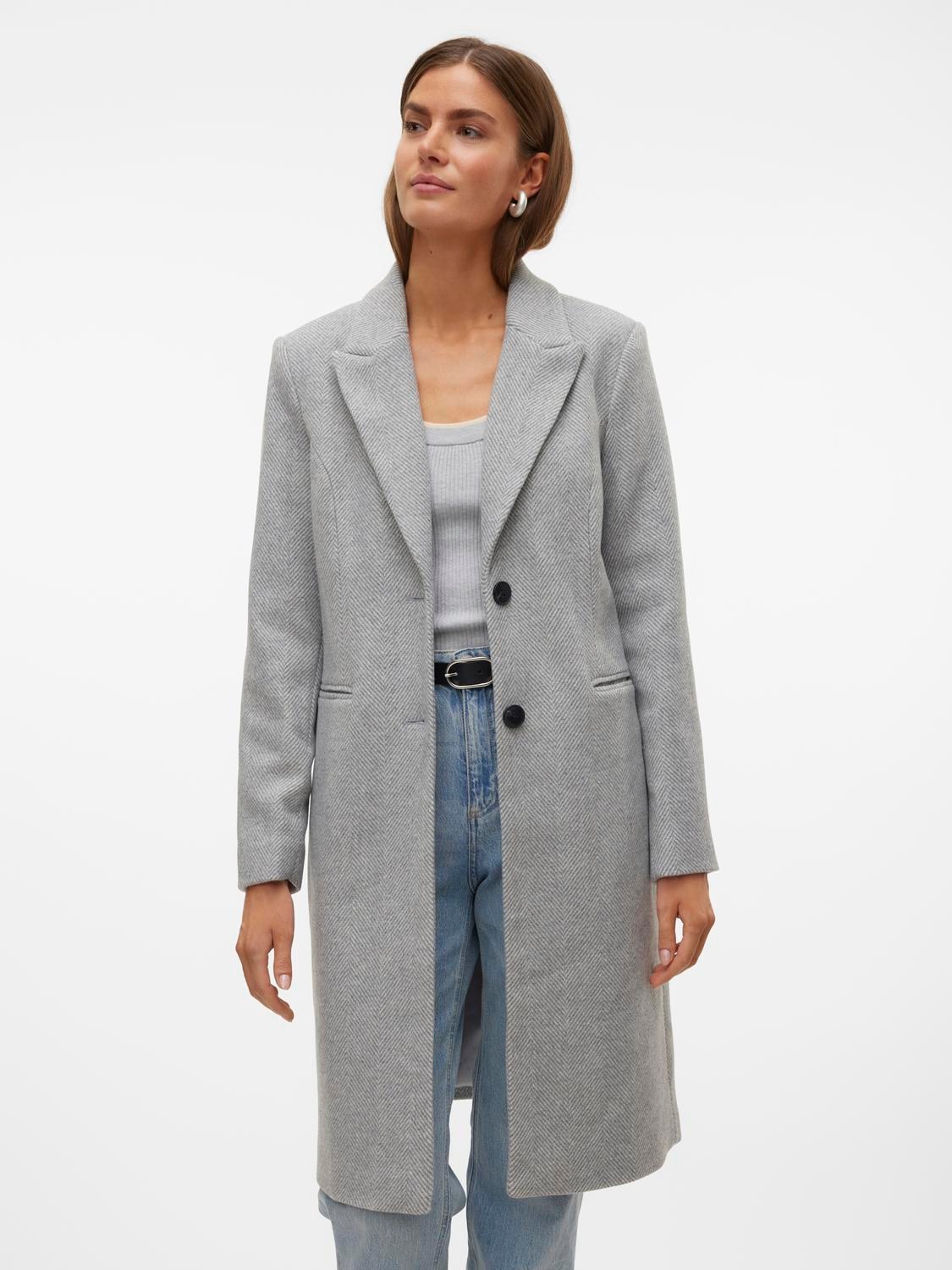 Vero Moda Langmantel "VMBLAZA HERINGBONE LONG WOOL COAT GA BOO"