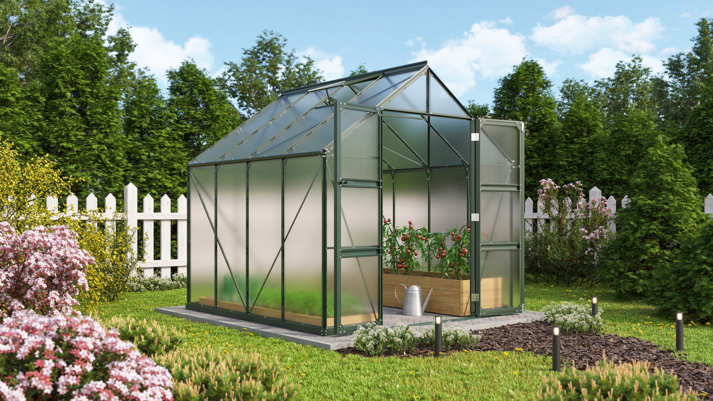 Vitavia Gewächshaus »Domus 6700« mit Doppelschwingtüren und bodentiefer Türschwelle, 6 mm Hohlkammer