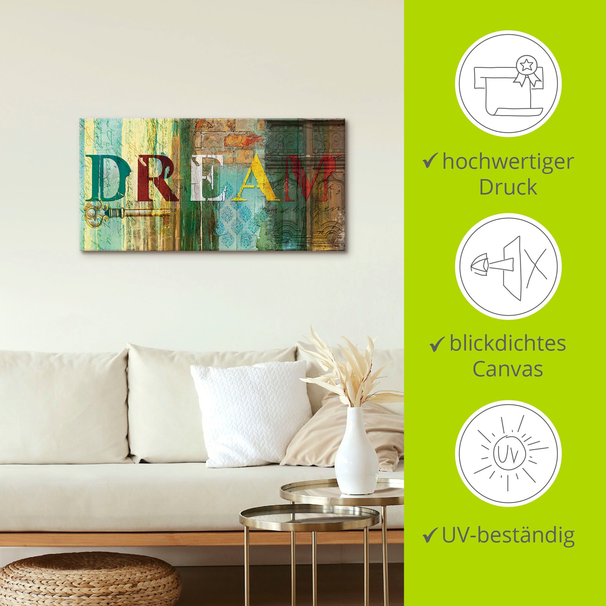 Artland Wandbild »Traum«, Sprüche & Texte, (1 St.), als Leinwandbild, Poster, Wandaufkleber in verschied. Größen