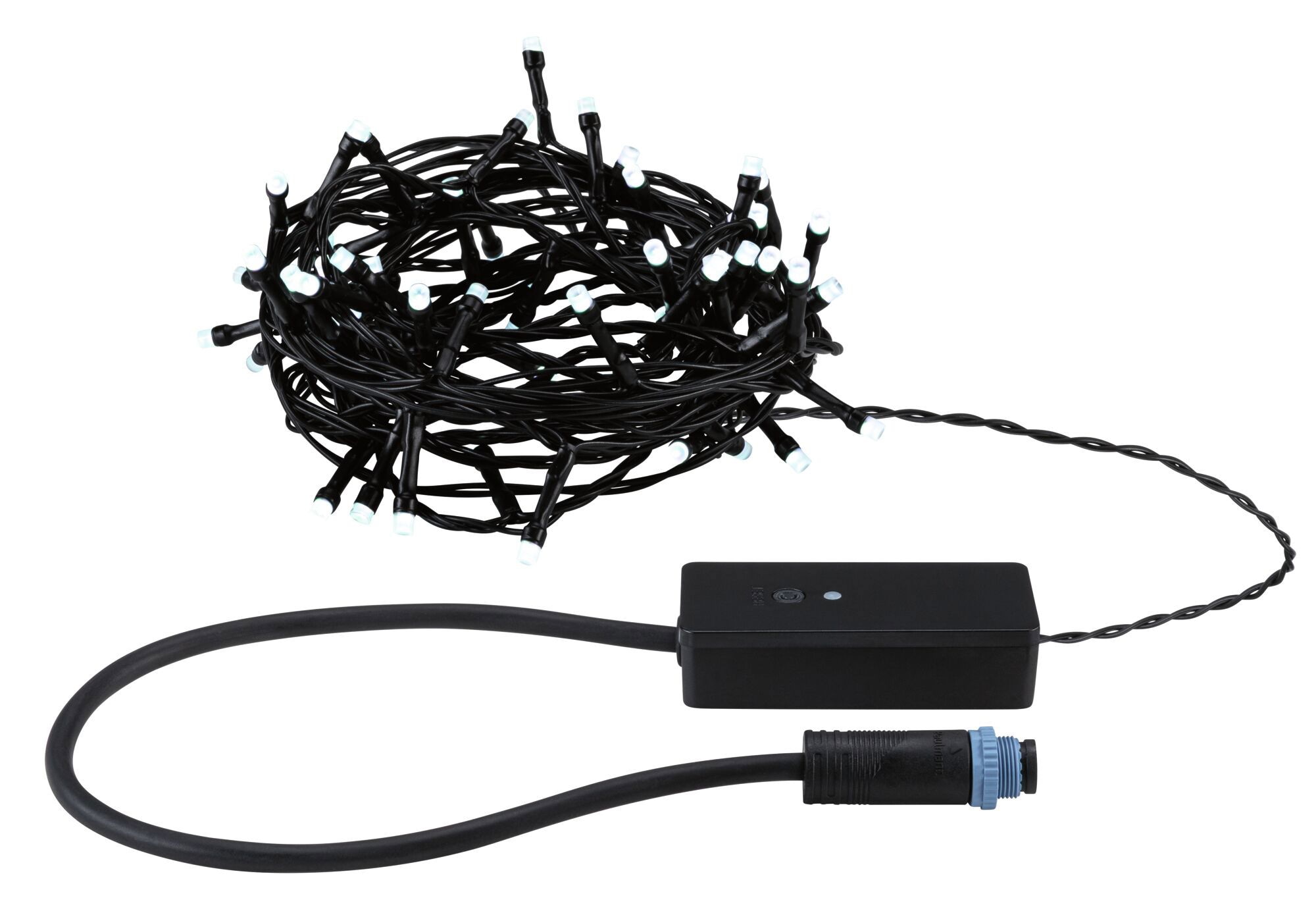 PAULMANN LED-Lichterkette "Yuna IP44 Schwarz", schwarz, Dioden 64 Stk. Flammen 1 Stk., Gesamtlänge 7,4m, Lichterketten, dimmbar