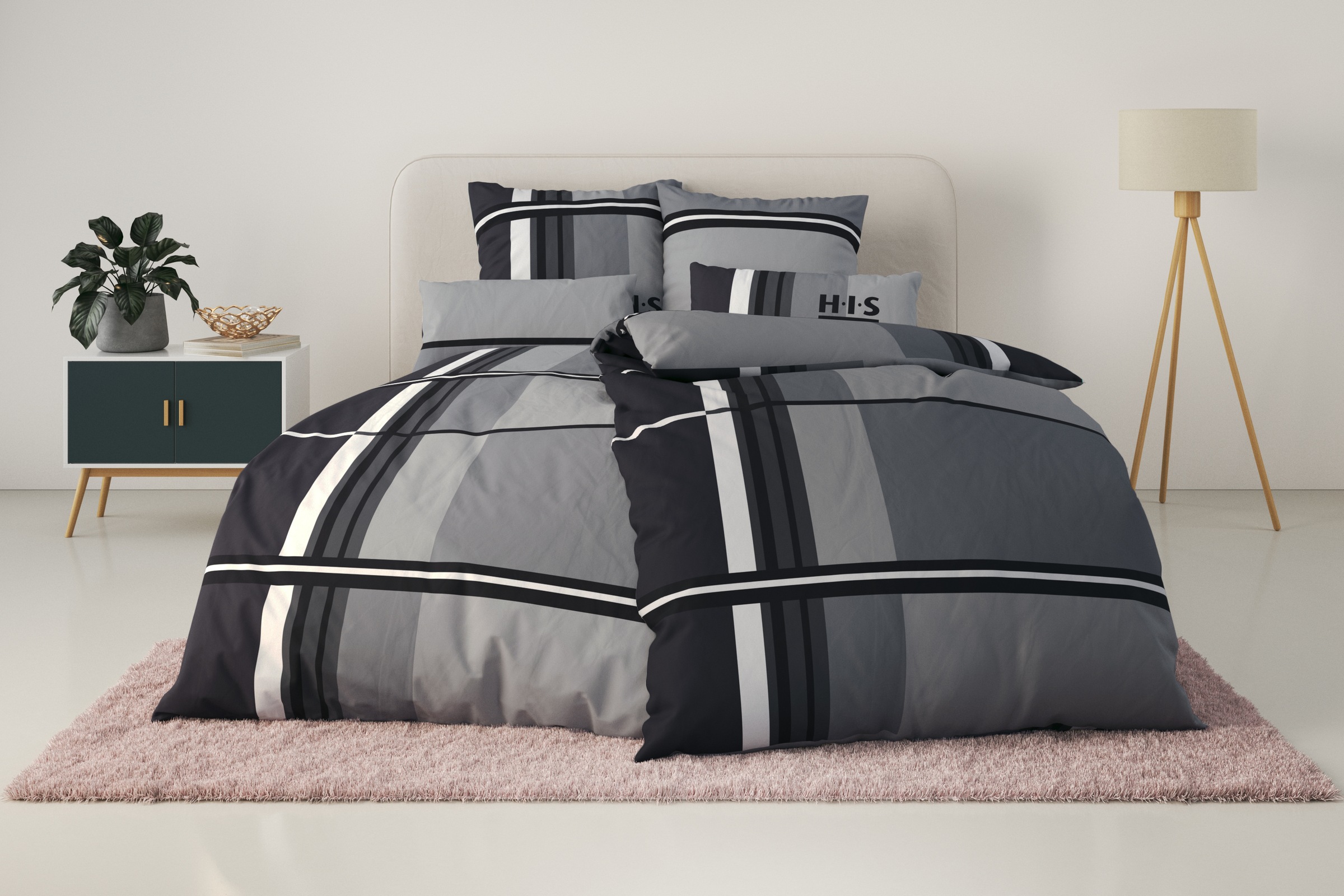 H.I.S Bettwäsche "Cassia" 2 Stk. tlg. in sportlichem Karo Design,Bettwäsche günstig online kaufen