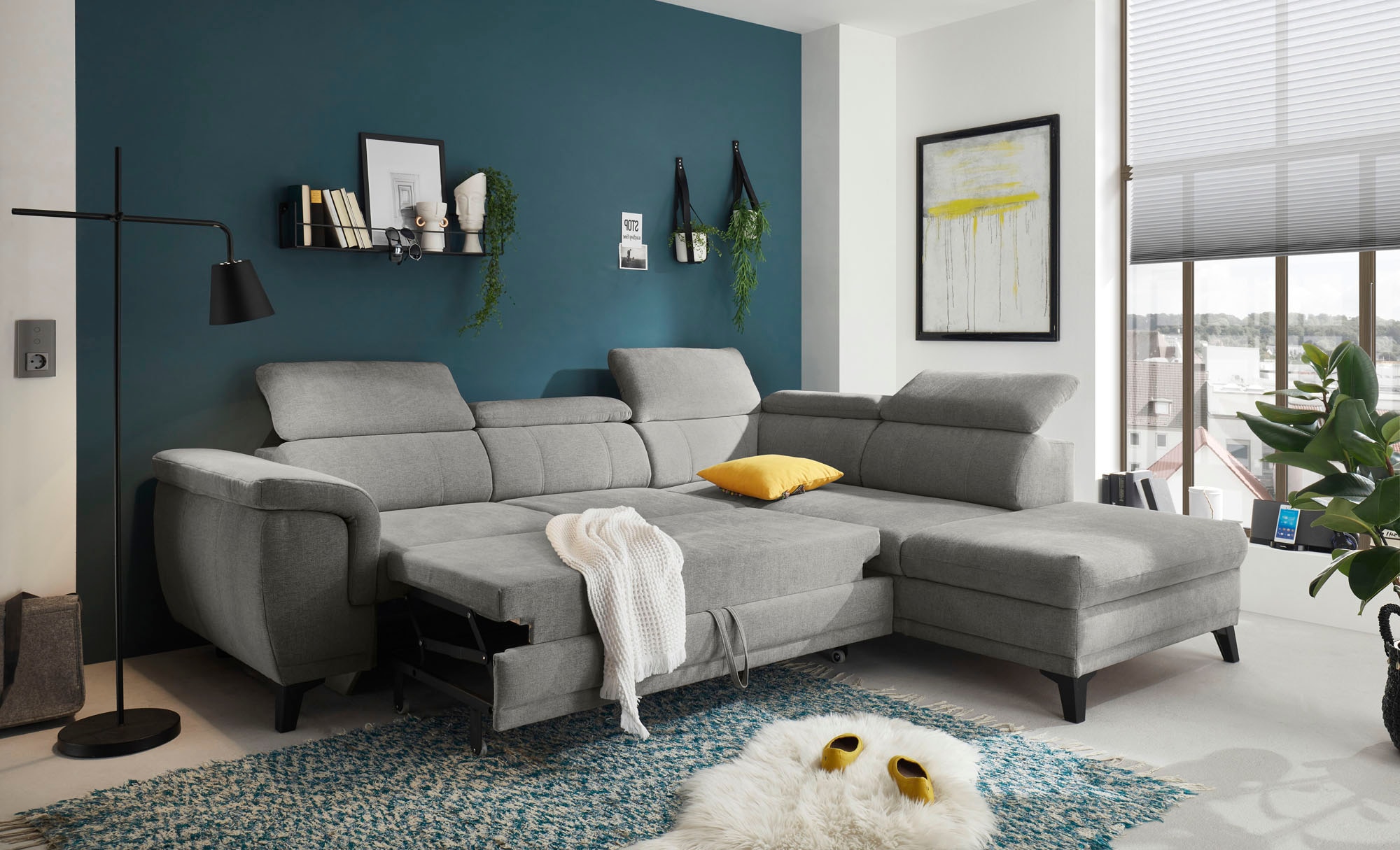 ED EXCITING DESIGN Ecksofa »Albany L-Form«, mit Bettfunktion, Bettkasten & Kopfteilverstellung