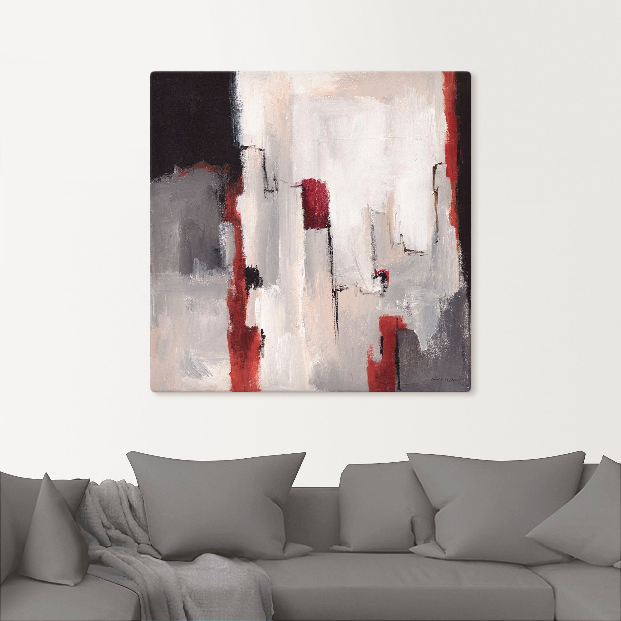 Artland Wandbild »Rot an Grau II«, Gegenstandslos, (1 St.), als Leinwandbild, Poster in verschied. Größen