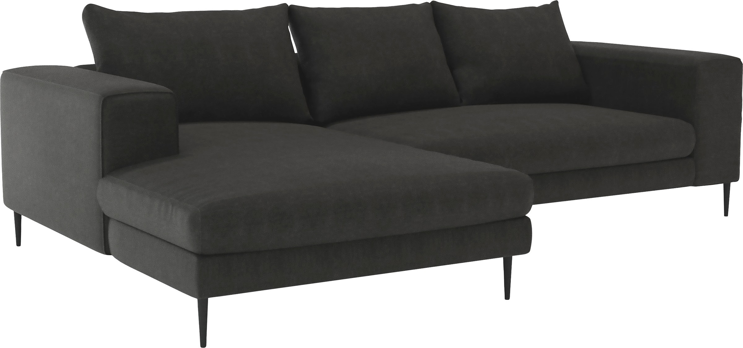 INOSIGN Ecksofa »Aurora, L-Form, mit extra breiter Recamiere, 324 x 170 cm (BxT)«, Designsofa mit tollem Sitzkomfort, extra hohe Metallfüße schwarz
