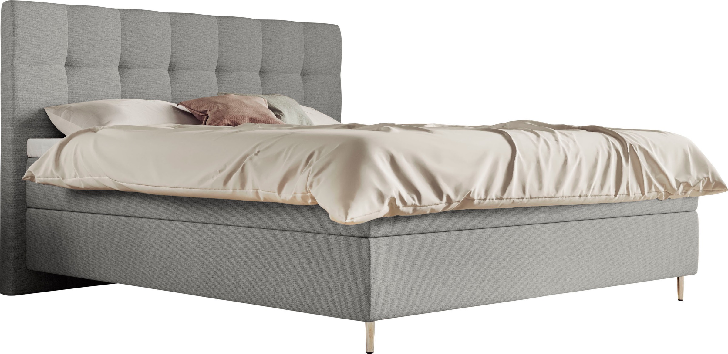 Boxspringbett »Aida«, inklusive GELTEX® Next Topper, Metallfuß chrome, niedriges Kopfteil