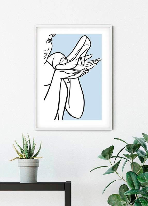 Komar Bild »Cinderella Glass Shoe«, Disney, (1 St.), Wandbild zur Dekoration im Kinderzimmer - ohne Rahmen