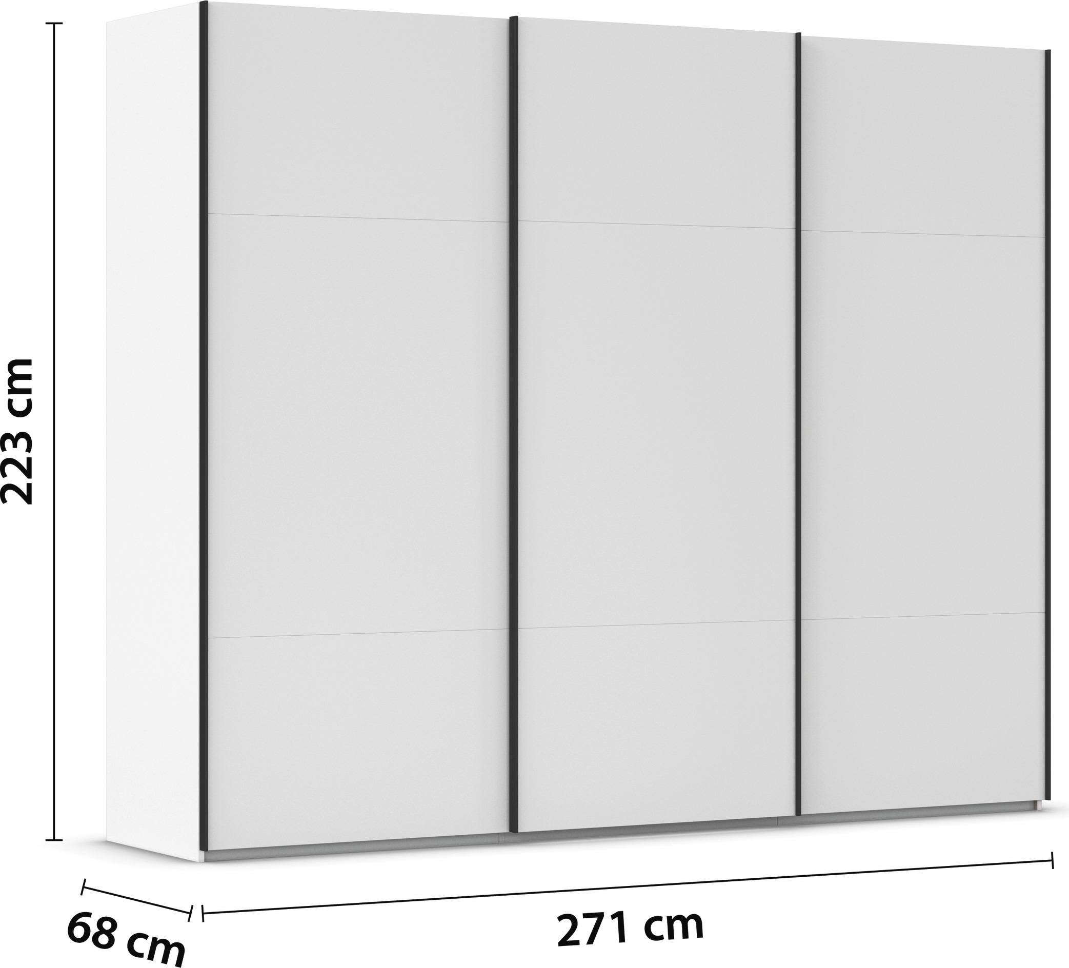 rauch Schwebetürenschrank »Kleiderschrank Schrank Garderobe Schlafzimmerschrank CONTIDO«, (in 3 verschiedenen Ausstattungen BASIC/CLASSIC/PREMIUM), aus hochwertigem Material in 6 Breiten 2 Griff-Farben MADE IN GERMANY