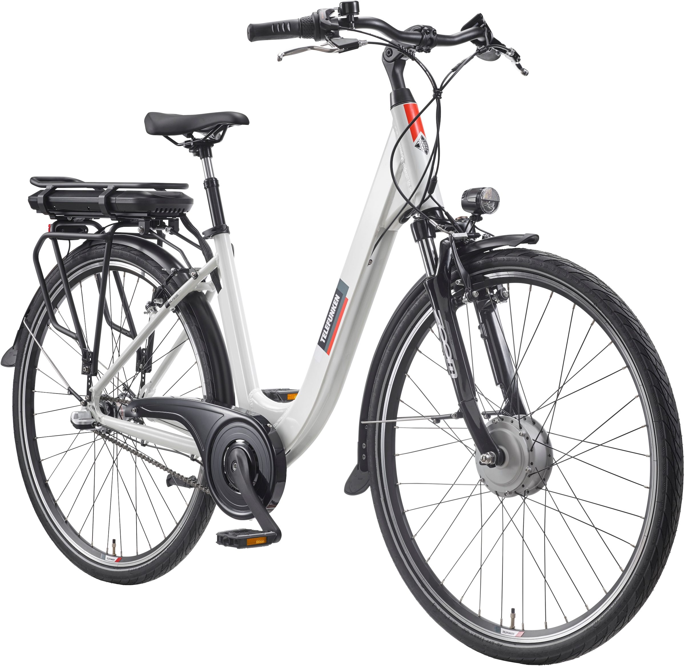 Telefunken E-Bike »Multitalent RC835«, 3 Gang, Shimano, Frontmotor 250 W, (28 Zoll, Straßenzulassung, ca. 100 km Reichweite), Pedelec, Elektrofahrrad für Herren u. Damen, tiefer Einstieg