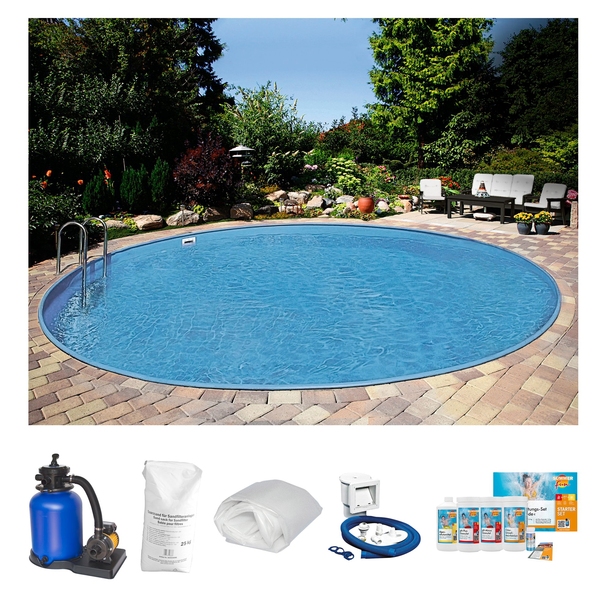 Clear Pool Rundpool "PREMIUM IBIZA" inkl. umfangreichem Zubehör für den Badespaß im eigenen Garten