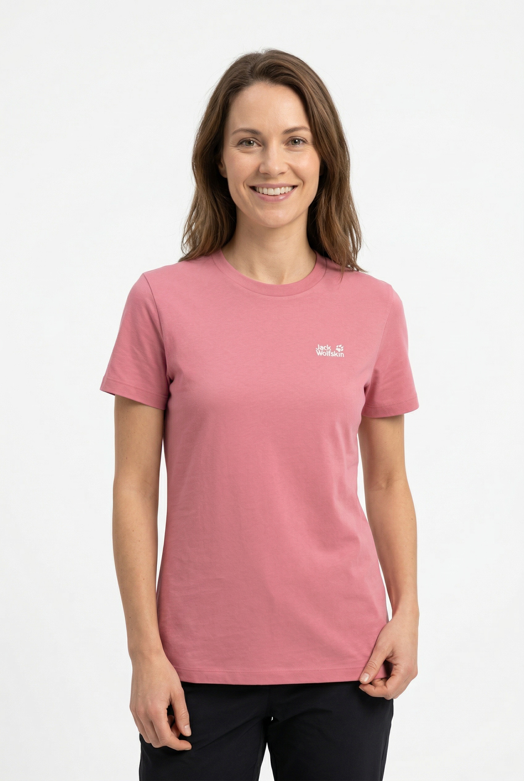 Jack Wolfskin T-Shirt "ESSENTIAL T W" Kurzarm, mit Rundhalsausschnitt, aus Baumwoll-Jersey