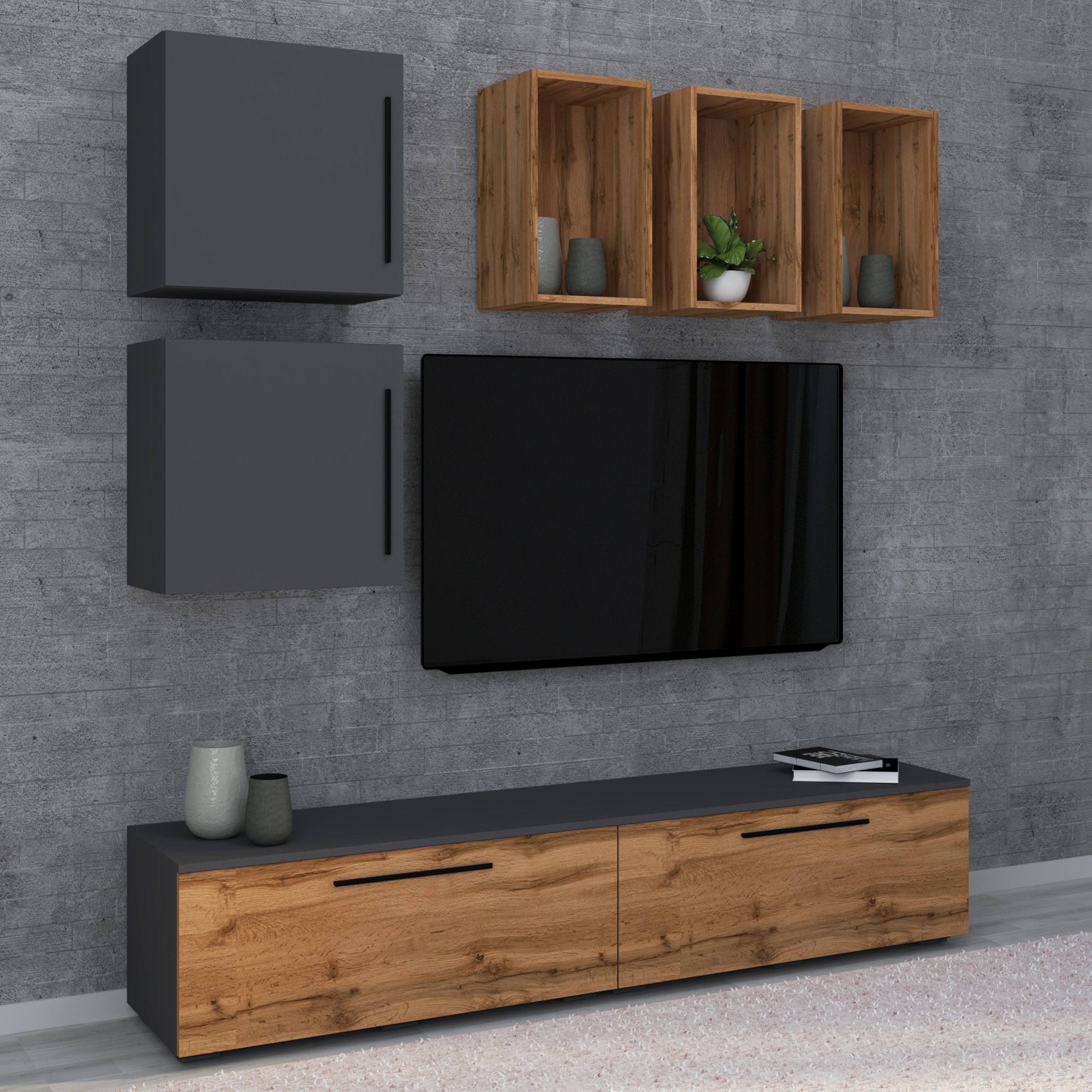VCM Wandregal »VCM Holzregal hängend | platzsparendes Regal | Maße: H. 30 x B. 50 x T. 28 cm | Elegantes Regal hängend | Aufbewahrungsregal | Bücherregal | Wandboard - Arila S«