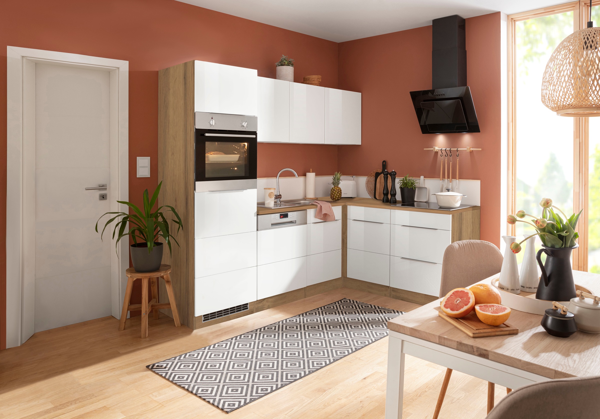 KOCHSTATION Winkelküche »KS-Brindisi«, Stellbreite 230/170 cm, wahlweise mit E-Geräten, mit MDF-Fronten