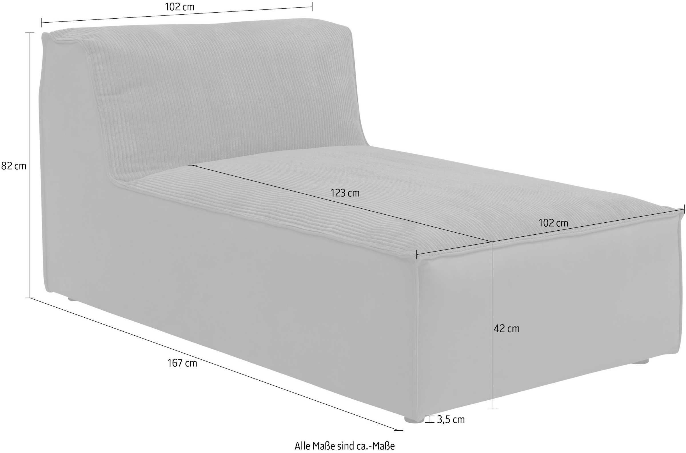 RAUM.ID Chaiselongue »Modulid«, (1 St.), als Modul oder separat verwendbar, Bezug in Cord