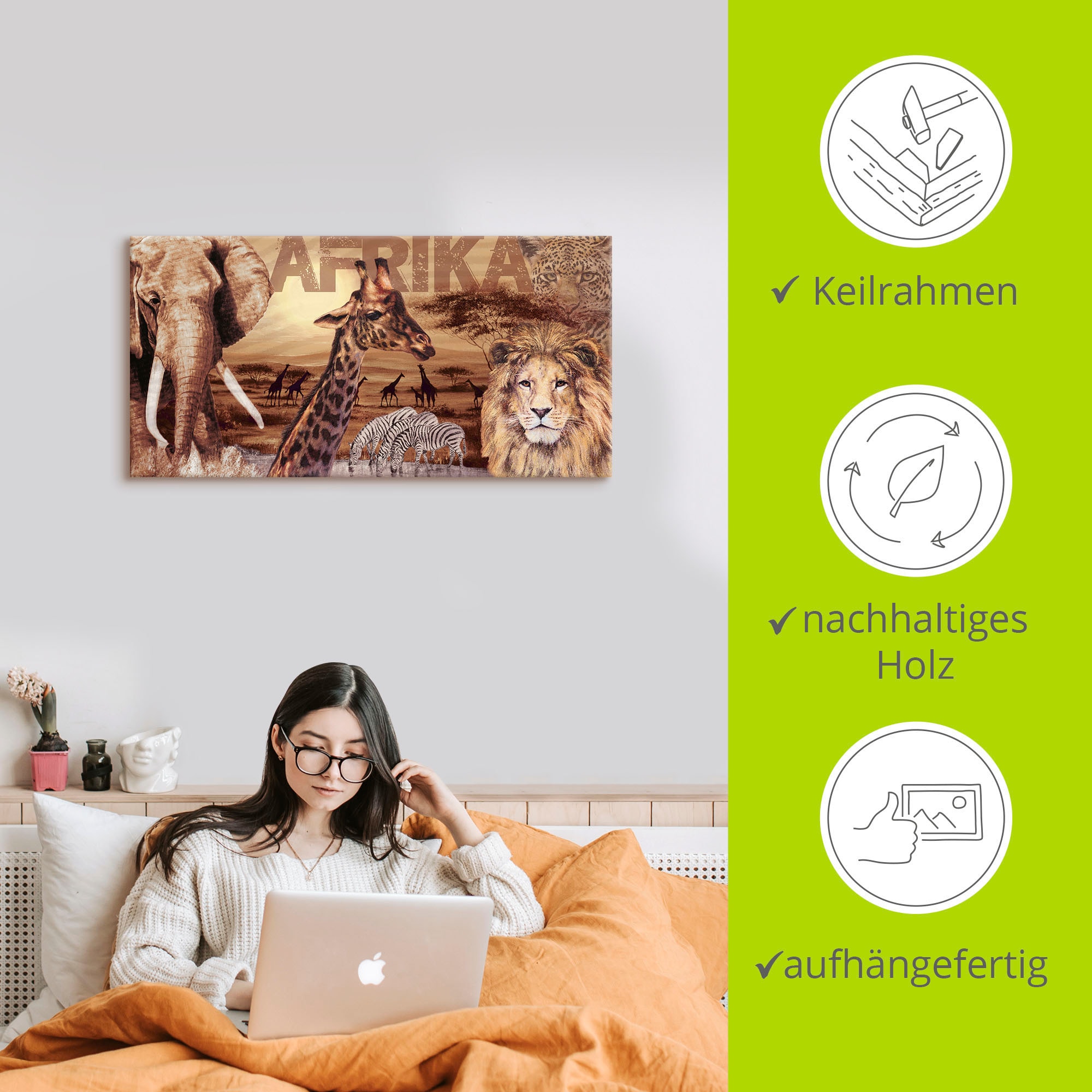 Artland Wandbild »Afrika«, Wildtiere, (1 St.), als Alubild, Outdoorbild, Leinwandbild, Poster, Wandaufkleber