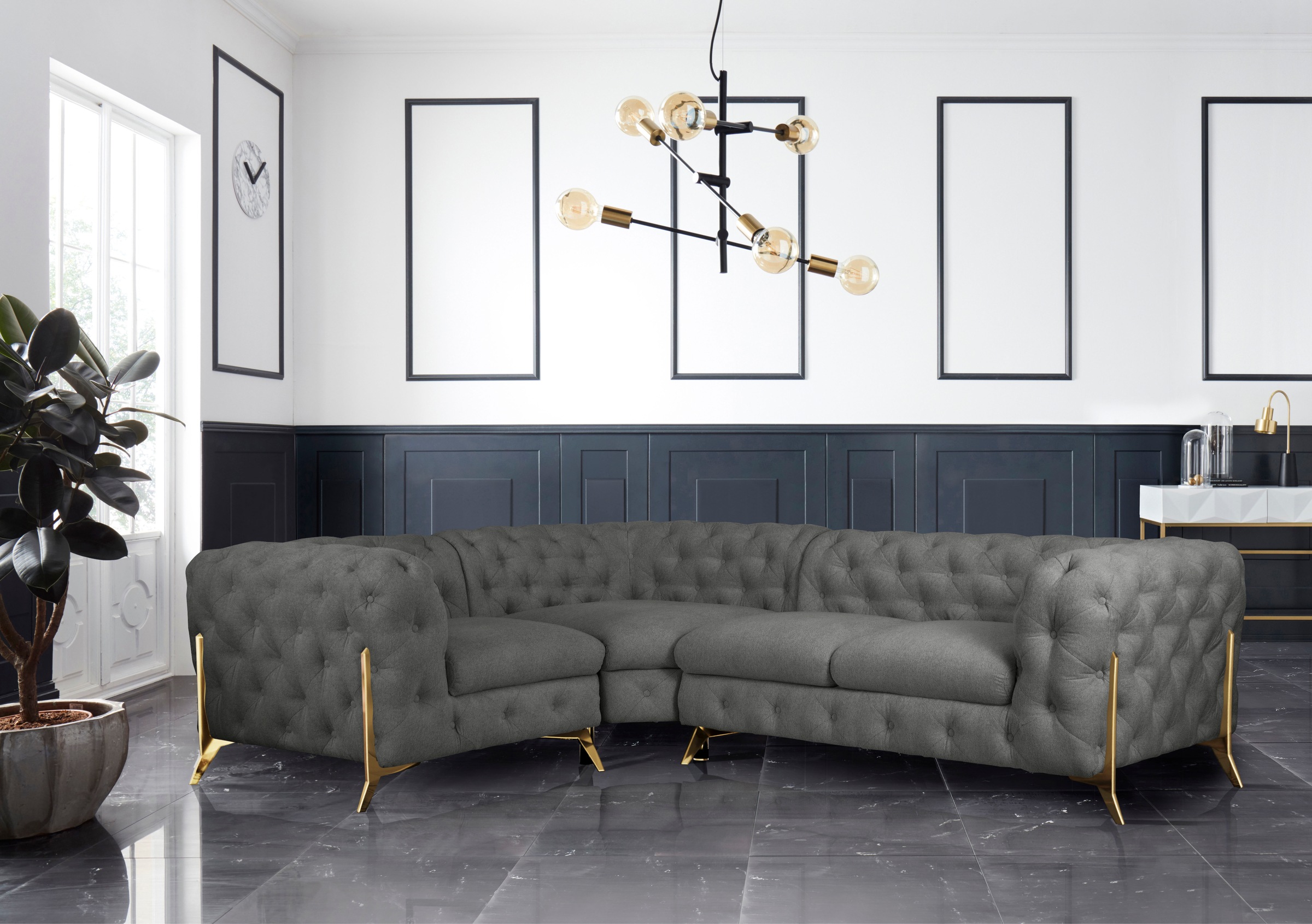 Home affaire Chesterfield-Sofa "Amaury L-Form" moderne Chersterfield-Optik, günstig online kaufen