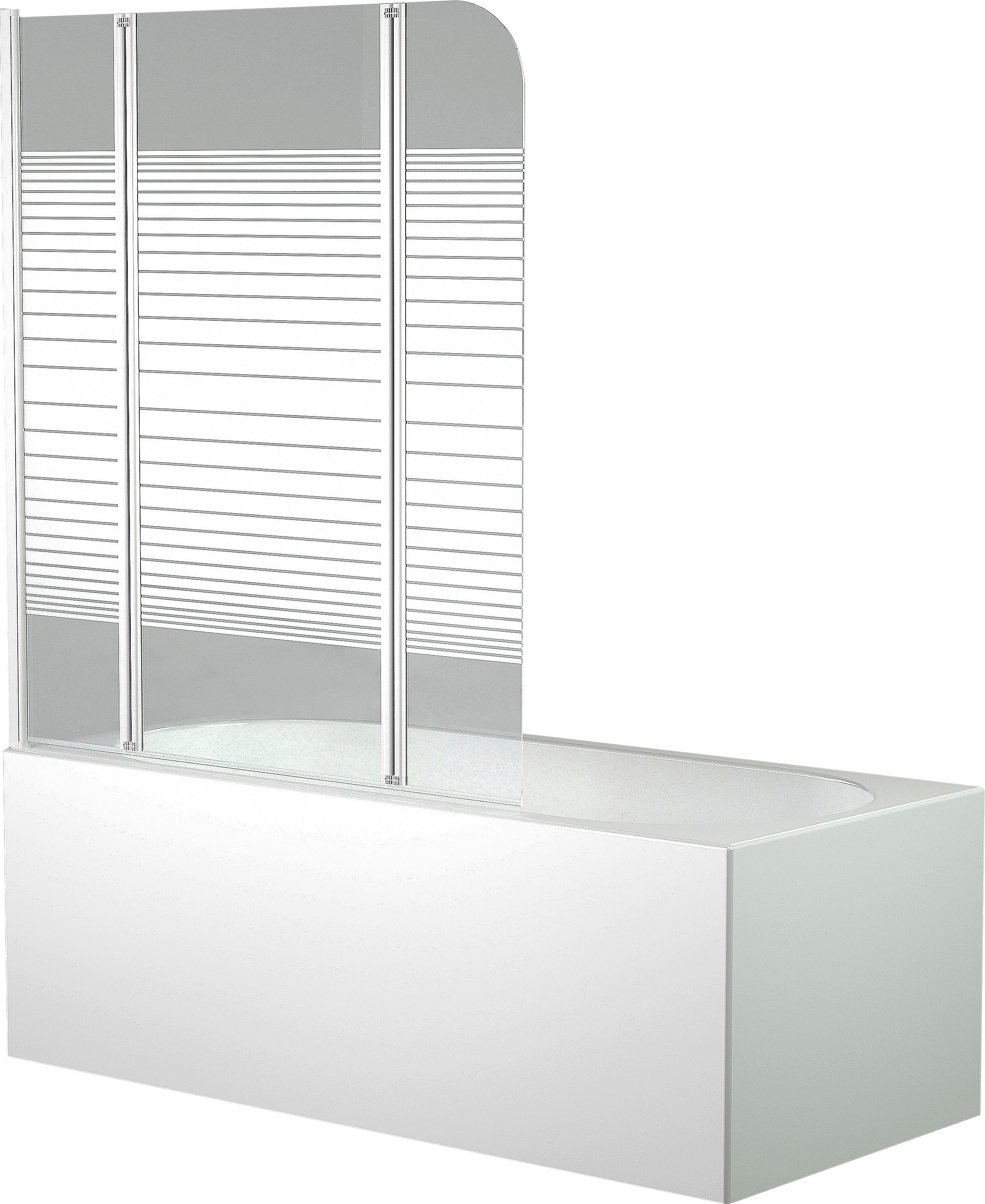 Marwell Badewannenfaltwand "White Stripes" 3 Stk. tlg. mit Sichtschutz, Breite: 125 cm