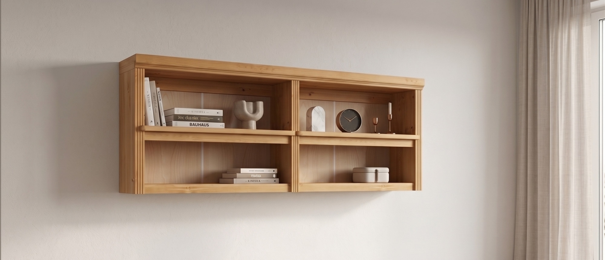 OTTO home Wandregal »Soeren« B/T/H: 158/29/67 cm,  aus massiver Kiefer, 4 offene Fächer, FSC®-zertifiziert